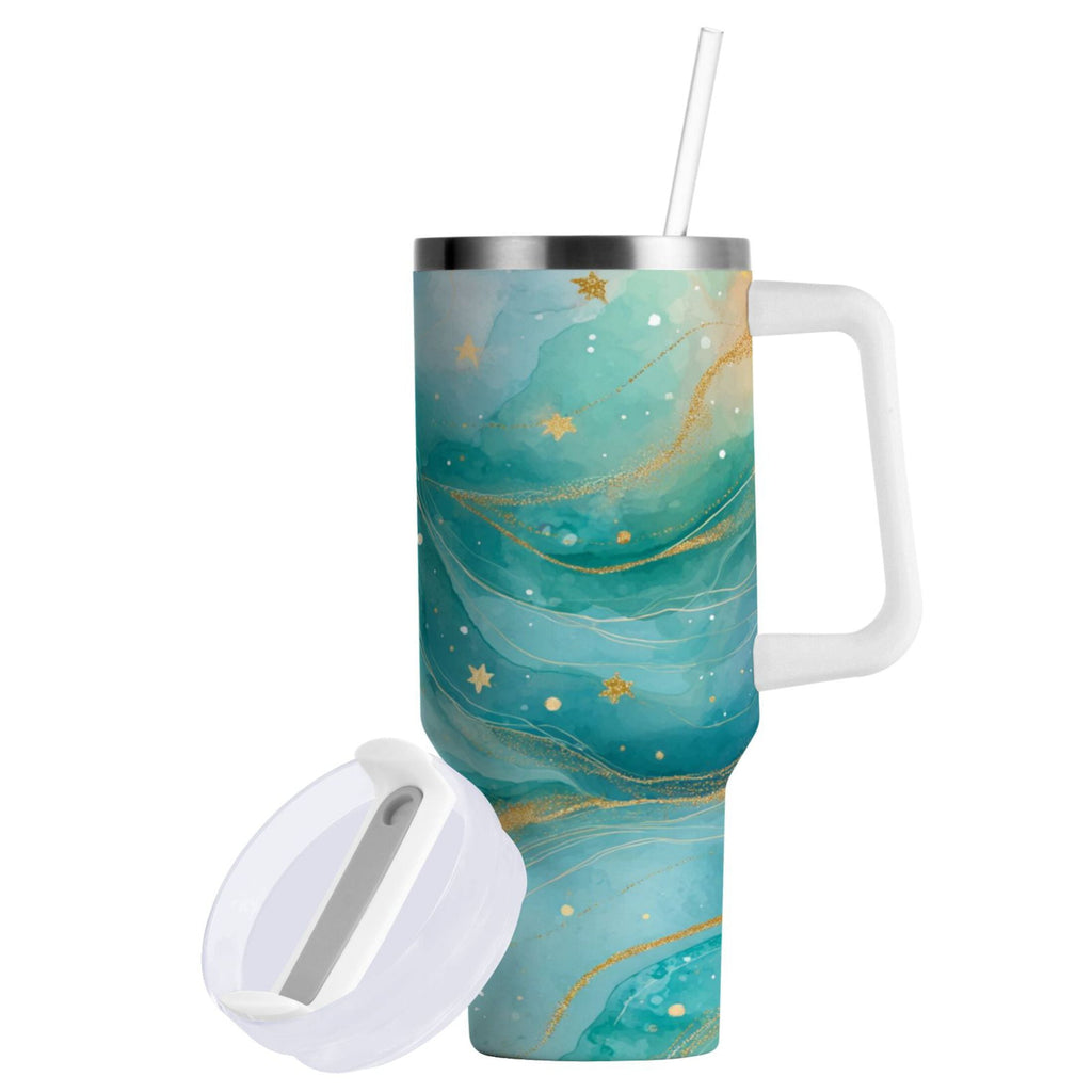 40 oz Insulated Stainless Steel Tumbler Double Wall Stainless Steel Tumbler with 2-Way Drinking Beautiful Watercolor Stars - OWJR