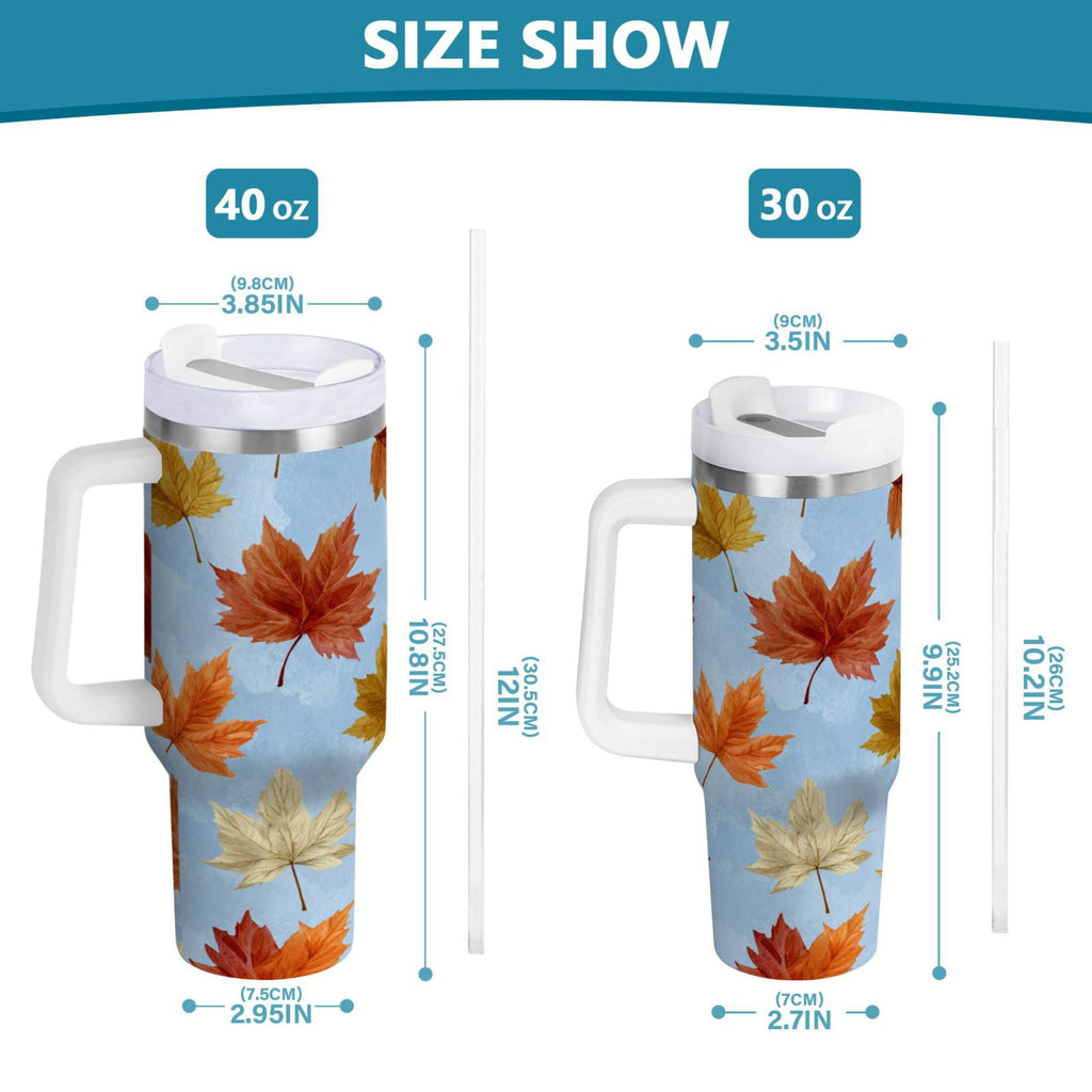 30 oz Insulated Stainless Steel Tumbler Double Wall Stainless Steel Tumbler with 2-Way Drinking Autumn Maple Leaves - SU3H