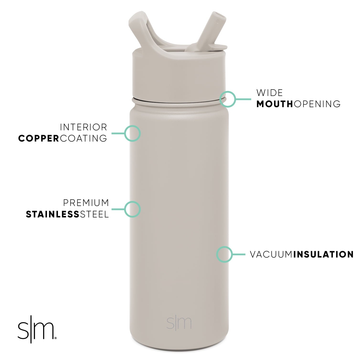 Simple Modern Summit Water Bottle Straw Lid Vacuum Insulated Stainless Steel Bottle | 18 fl oz - GOF0