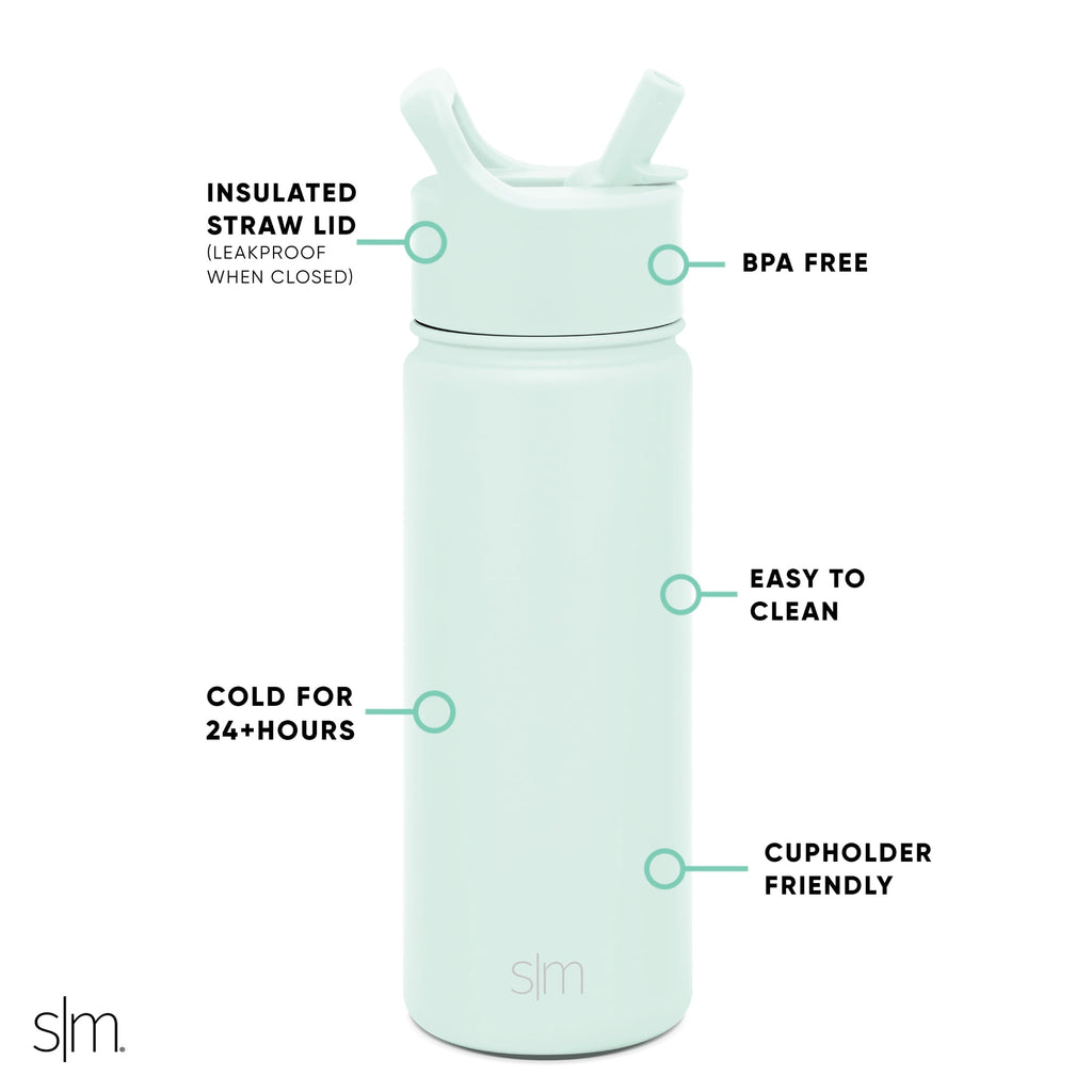 Simple Modern Summit Water Bottle Straw Lid Vacuum Insulated Stainless Steel Bottle | 18 fl oz - GOF0