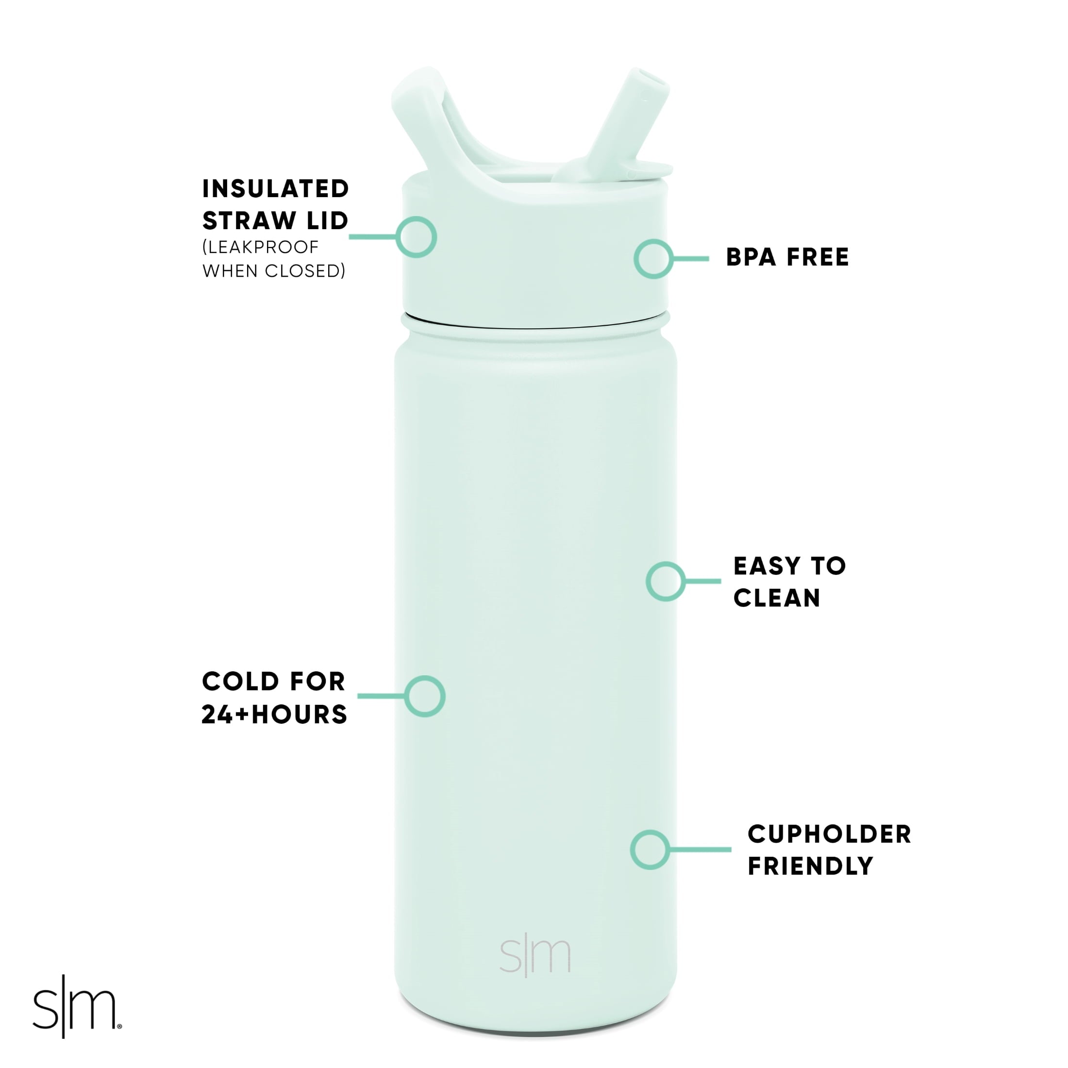 Simple Modern Summit Water Bottle Straw Lid Vacuum Insulated Stainless Steel Bottle | 18 fl oz - GOF0