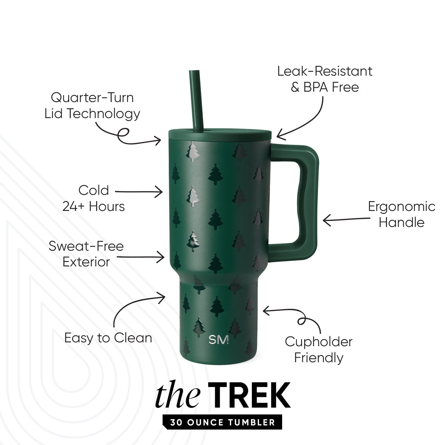 Simple Modern 30 fl oz Insulated Stainless Steel Trek Tumbler with Straw Lid | Seaglass Sage and Cream Checkmate - B21Q