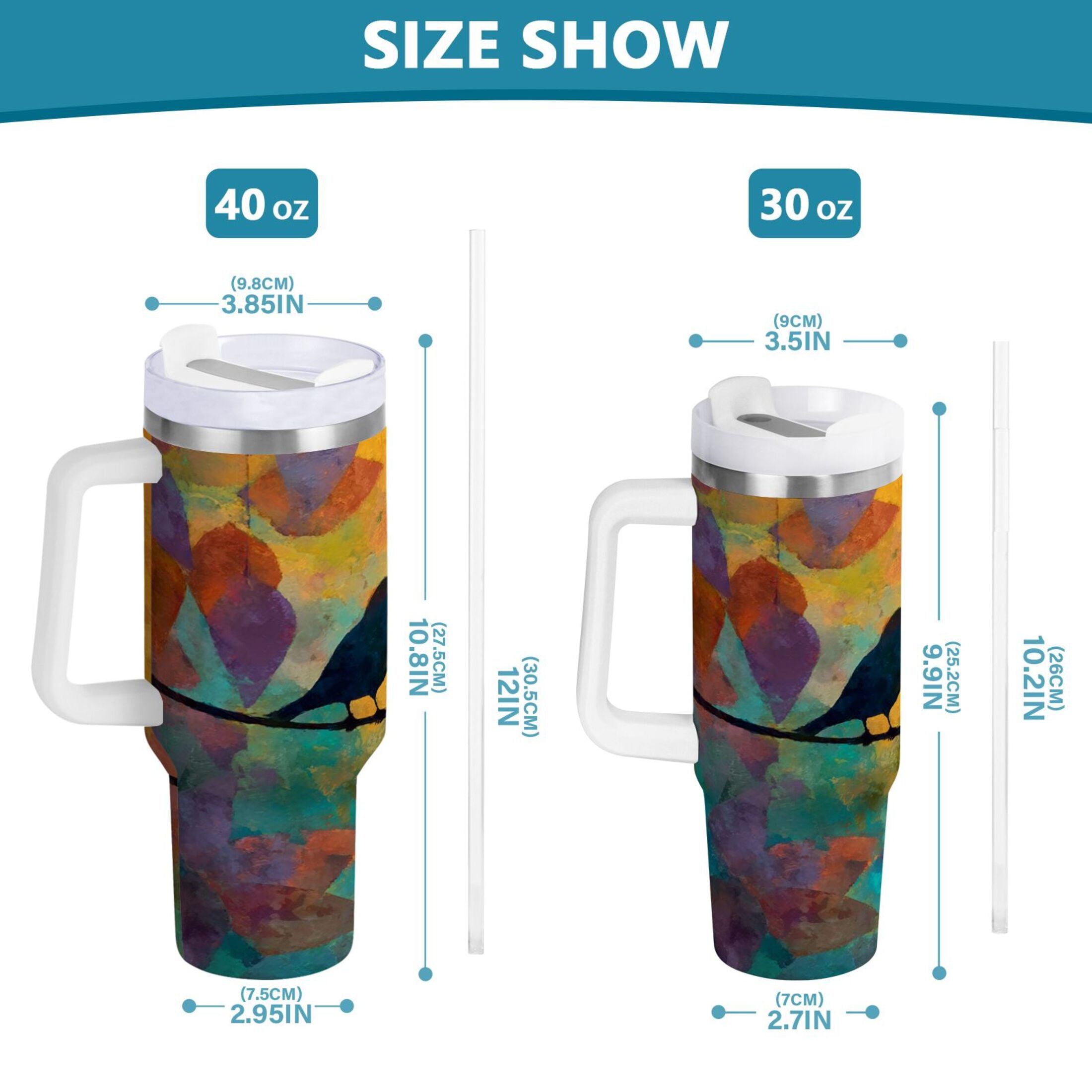 30 oz Insulated Stainless Steel Tumbler Double Wall Stainless Steel Tumbler with 2-Way Drinking Birds on A Wire - 0W9C