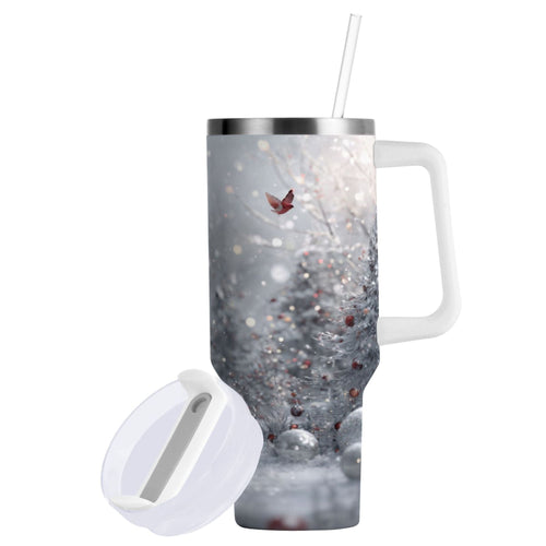 30 oz Insulated Stainless Steel Tumbler Double Wall Stainless Steel Tumbler with 2-Way Drinking Snowy Winter Landscape - D6GY