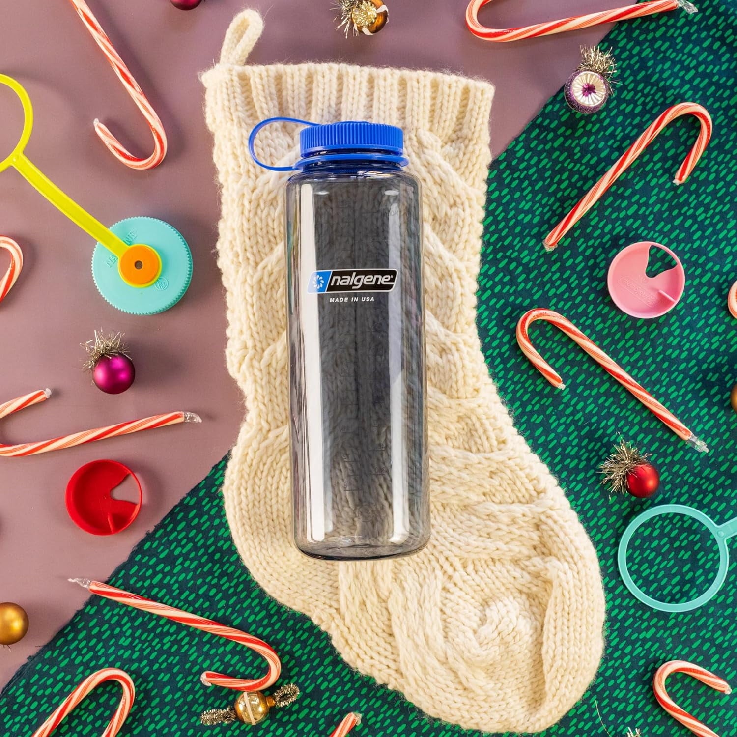 Nalgene Sustain Tritan BPA-Free Water  Made with Material Derived from 50% Plastic Waste (using ISCC certified mass balance), 48 OZ, Wide Mouth, Aubergine - JWGF