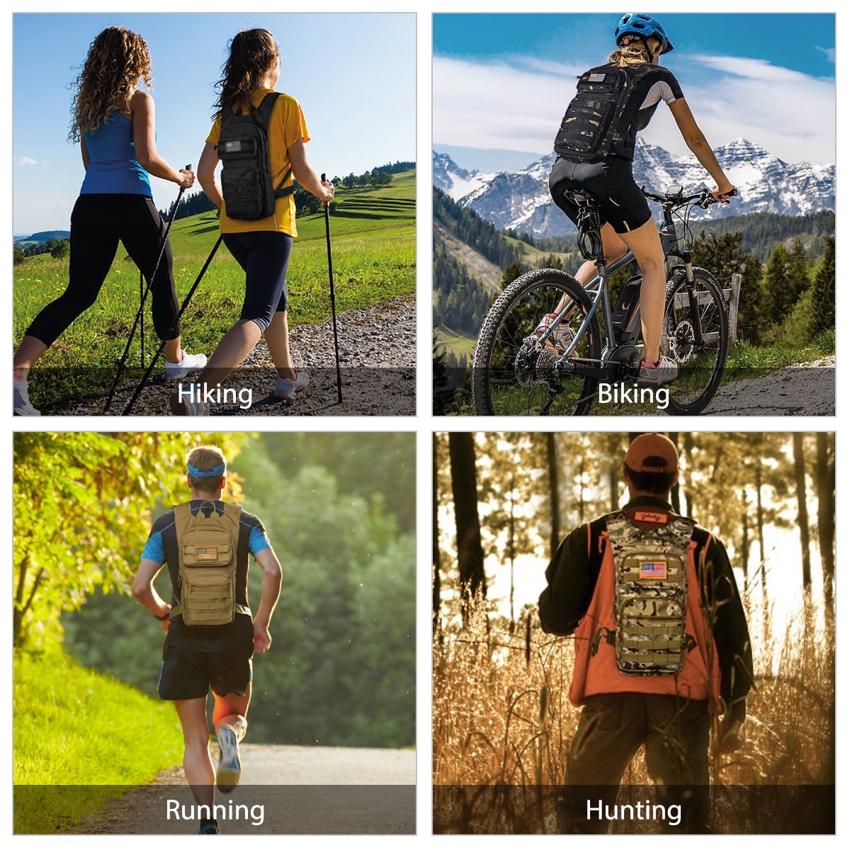 Brightify 17L Hydration Backpack with 3L TPU Water Bladder, Camel Backpack Hydration Pack for Hiking Hunting Climbing Cycling Biking Running, Molle Compatible Water Backpack for Men Women, Black - 1H75
