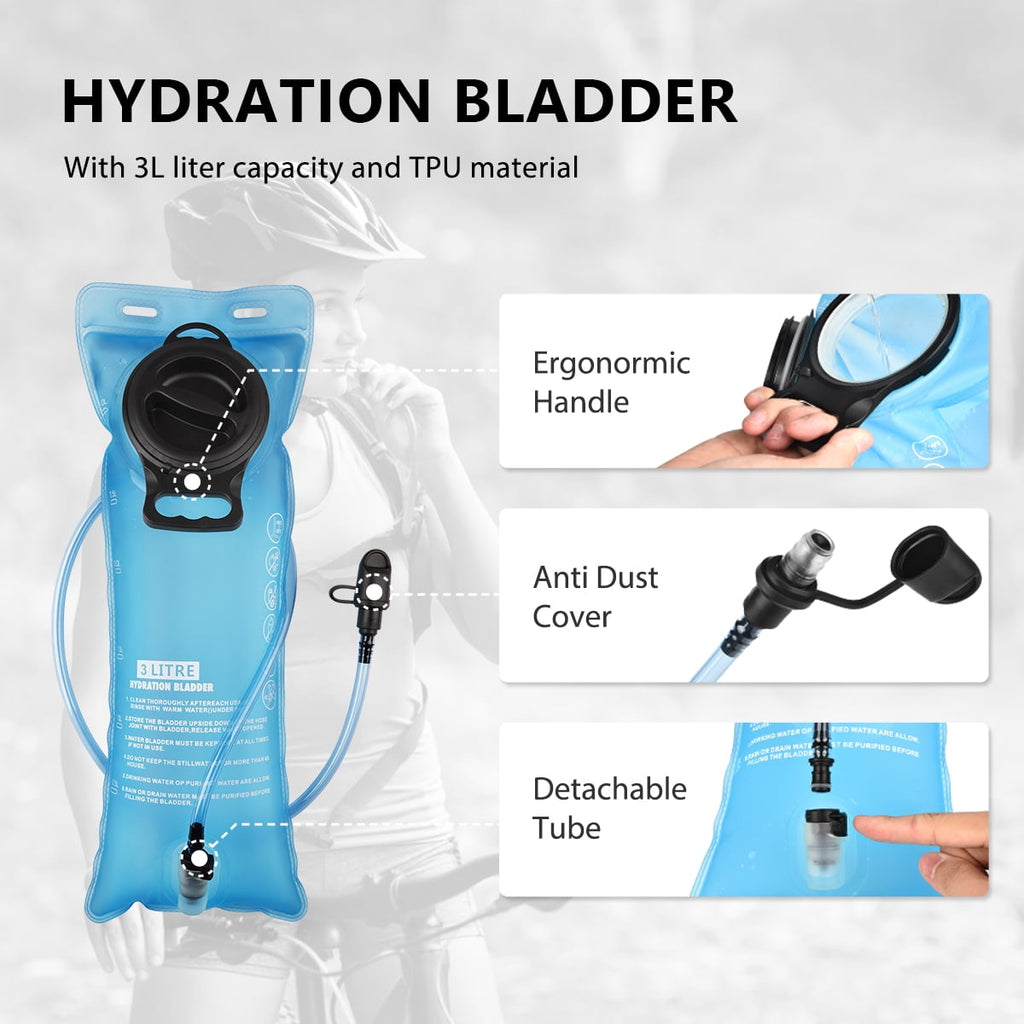Brightify 17L Hydration Backpack with 3L TPU Water Bladder, Camel Backpack Hydration Pack for Hiking Hunting Climbing Cycling Biking Running, Molle Compatible Water Backpack for Men Women, Black - 1H75