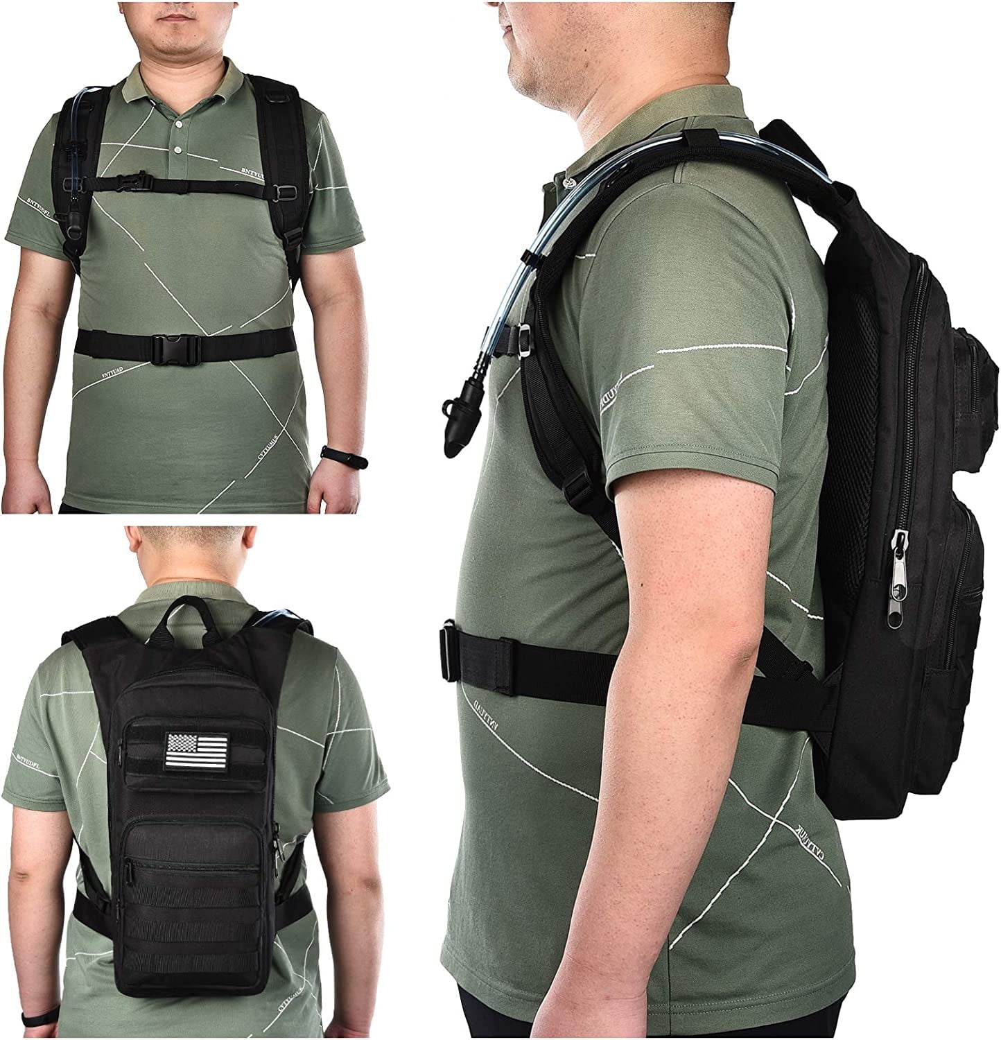 Brightify 17L Hydration Backpack with 3L TPU Water Bladder, Camel Backpack Hydration Pack for Hiking Hunting Climbing Cycling Biking Running, Molle Compatible Water Backpack for Men Women, Black - 1H75