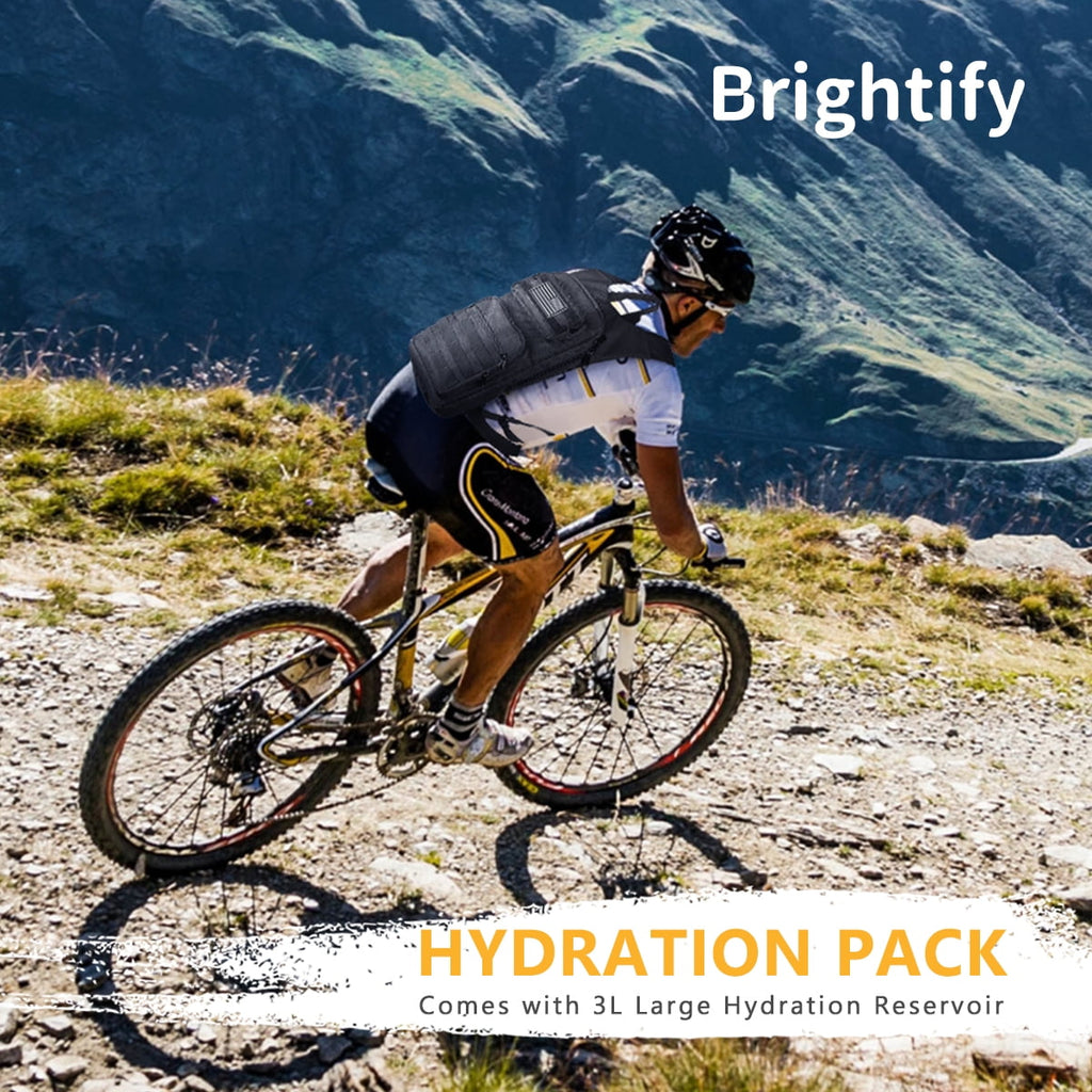 Brightify 17L Hydration Backpack with 3L TPU Water Bladder, Camel Backpack Hydration Pack for Hiking Hunting Climbing Cycling Biking Running, Molle Compatible Water Backpack for Men Women, Black - 1H75