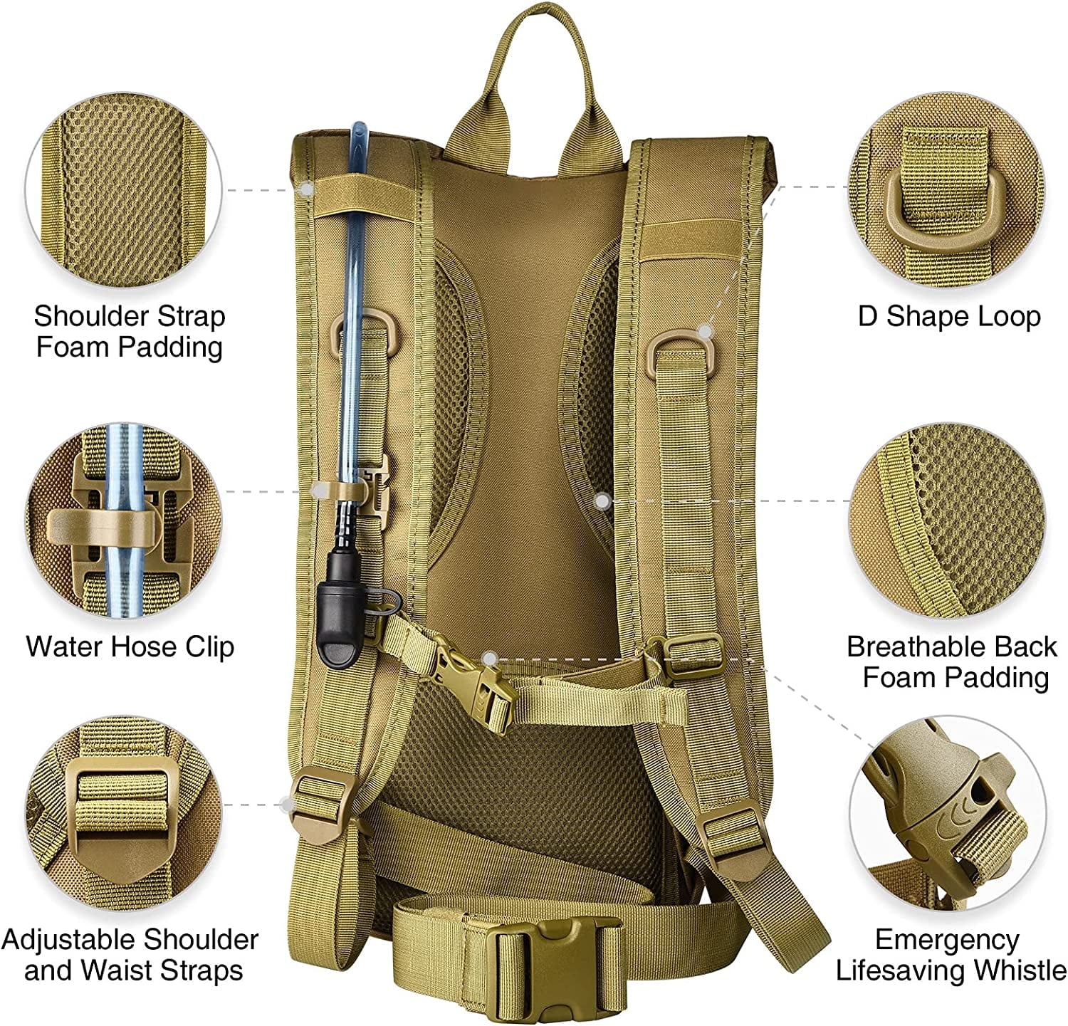 Brightify 17L Hydration Backpack with 3L TPU Water Bladder, Camel Backpack Hydration Pack for Hiking Hunting Climbing Cycling Biking Running, Molle Compatible Water Backpack for Men Women, Black - 1H75