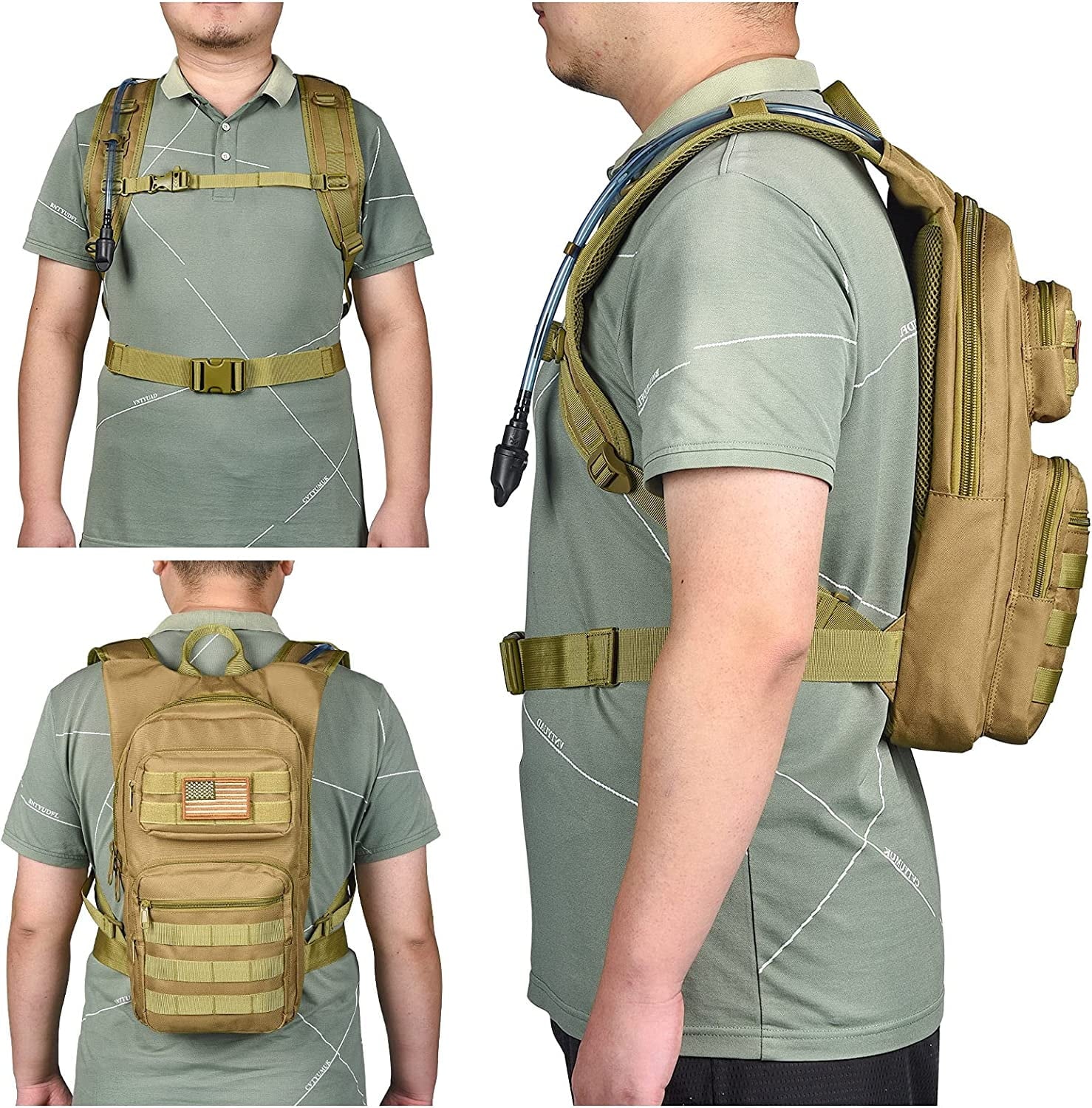 Brightify 17L Hydration Backpack with 3L TPU Water Bladder, Camel Backpack Hydration Pack for Hiking Hunting Climbing Cycling Biking Running, Molle Compatible Water Backpack for Men Women, Black - 1H75