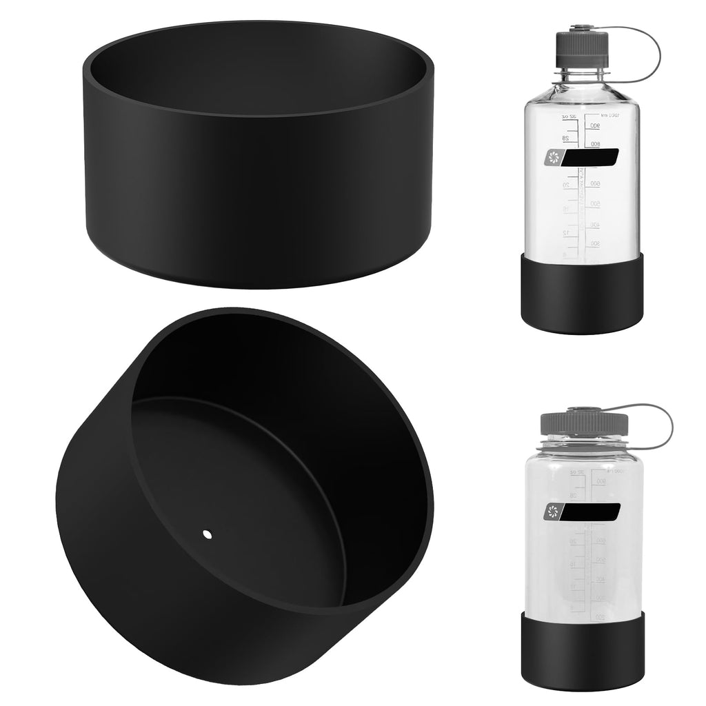 Linkidea 2 Pack Water Bottle Boot Compatible with Nalgene Sustain Wide Mouth 32oz/48oz, Narrow Mouth 32oz, Silicone Anti-Slip Bottle Bottom Bumper Protector (Black) - KQDS