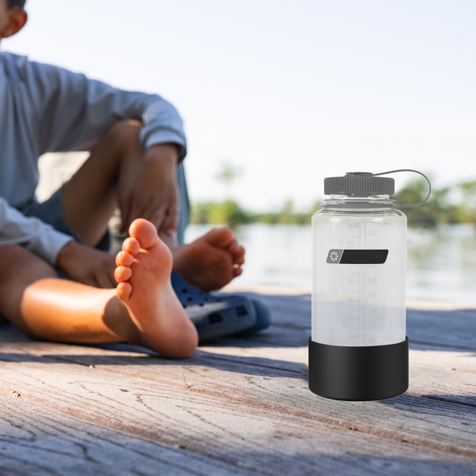 Linkidea 2 Pack Water Bottle Boot Compatible with Nalgene Sustain Wide Mouth 32oz/48oz, Narrow Mouth 32oz, Silicone Anti-Slip Bottle Bottom Bumper Protector (Black) - KQDS
