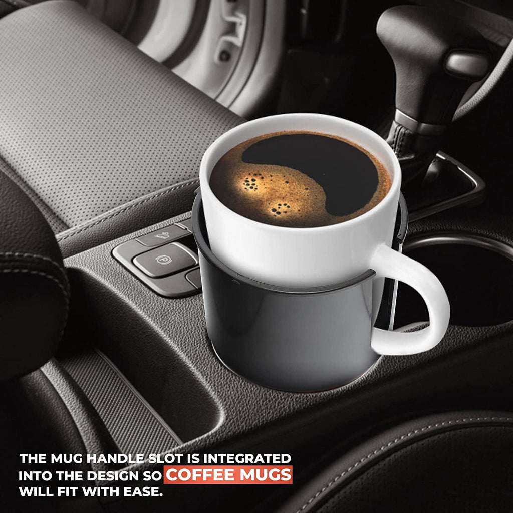 Cup Holder Expander - Fits Hydro Flasks 32/40 oz, Nalgene,  &amp; Large Bottles up to 3.8  Wide - for  up to 3.2  Wide - Black - 8P71
