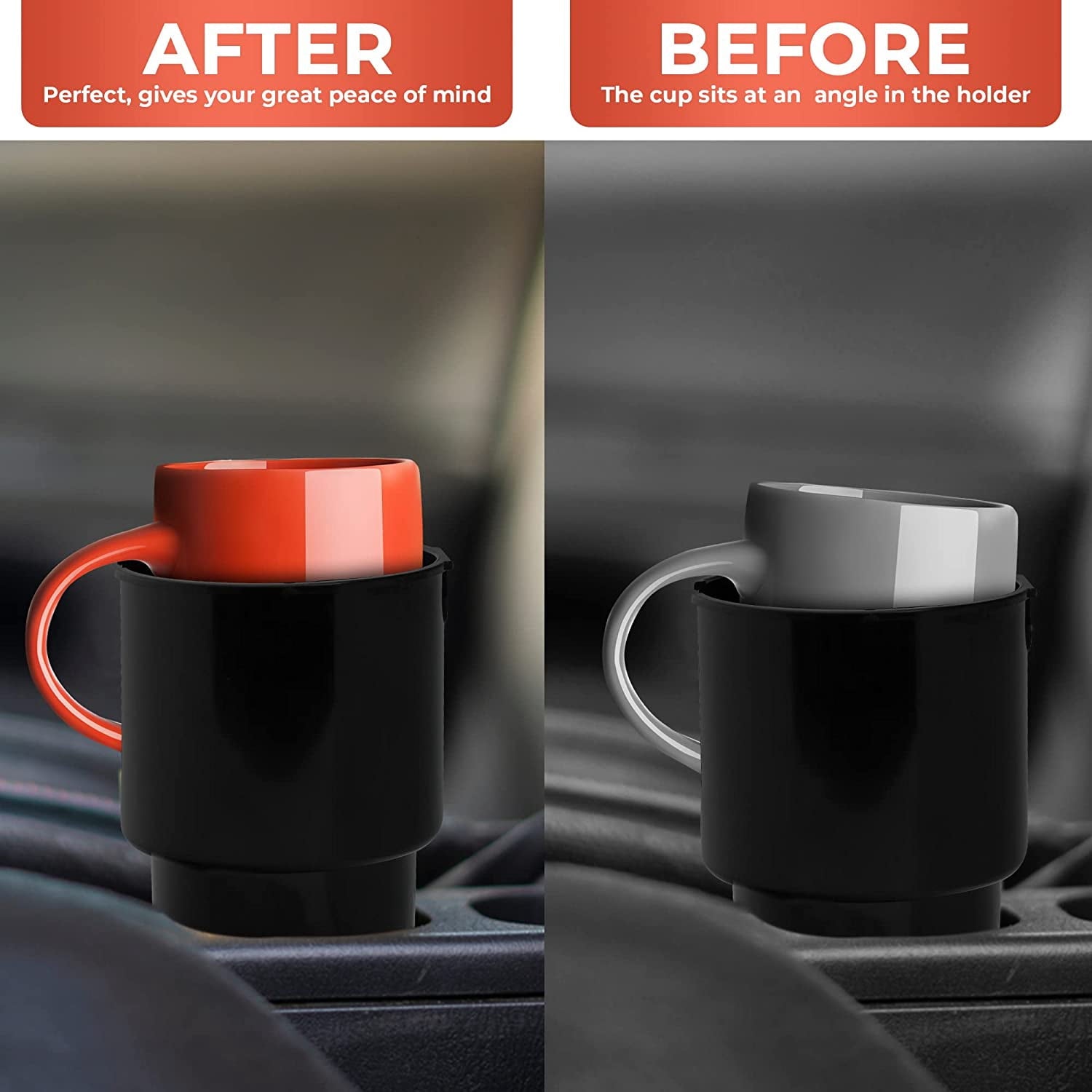 Cup Holder Expander - Fits Hydro Flasks 32/40 oz, Nalgene,  &amp; Large Bottles up to 3.8  Wide - for  up to 3.2  Wide - Black - 8P71