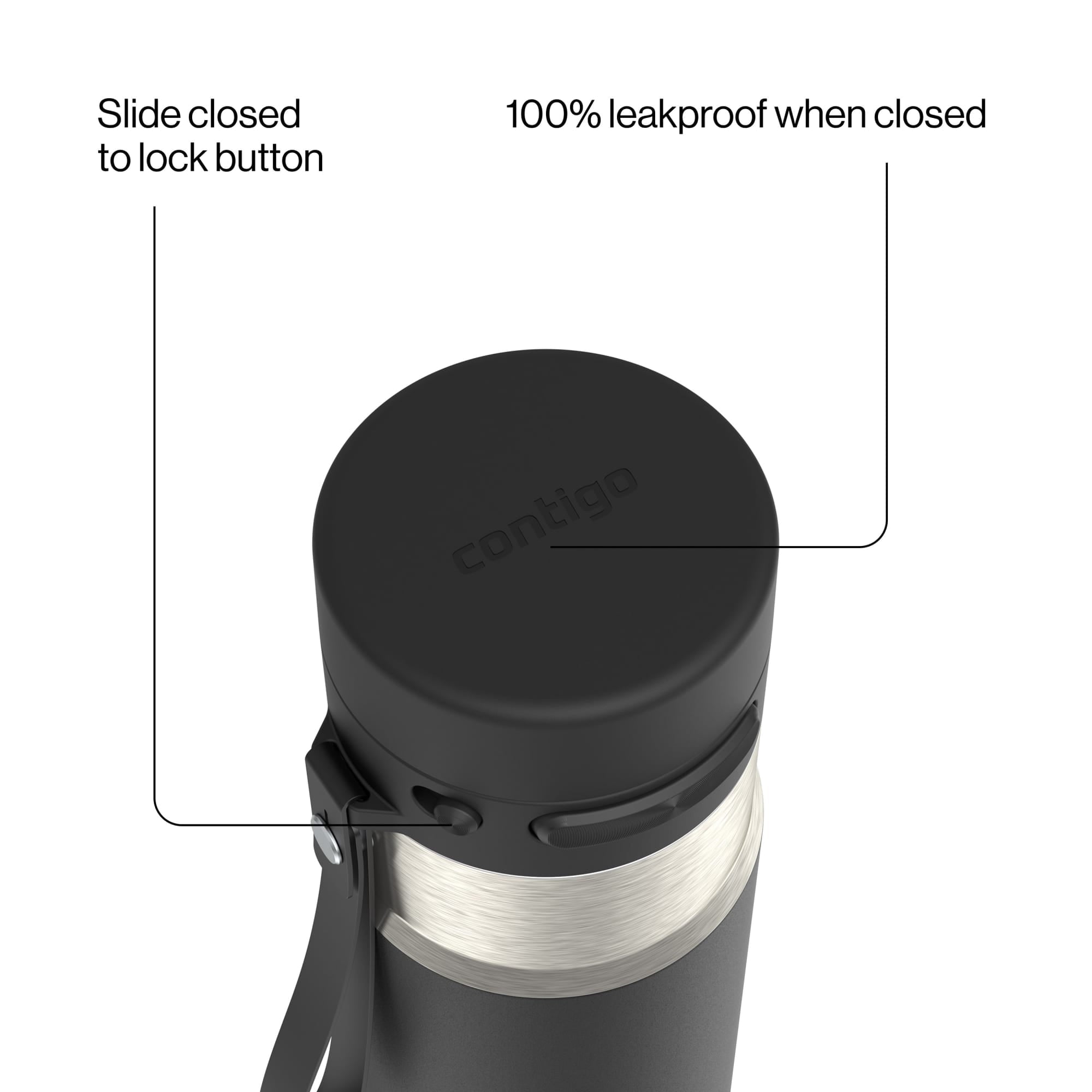 Contigo AutoPop 24 oz Leakproof Insulated Stainless Steel Water Bottle with Carry Strap and Shaker Ball - T5W2