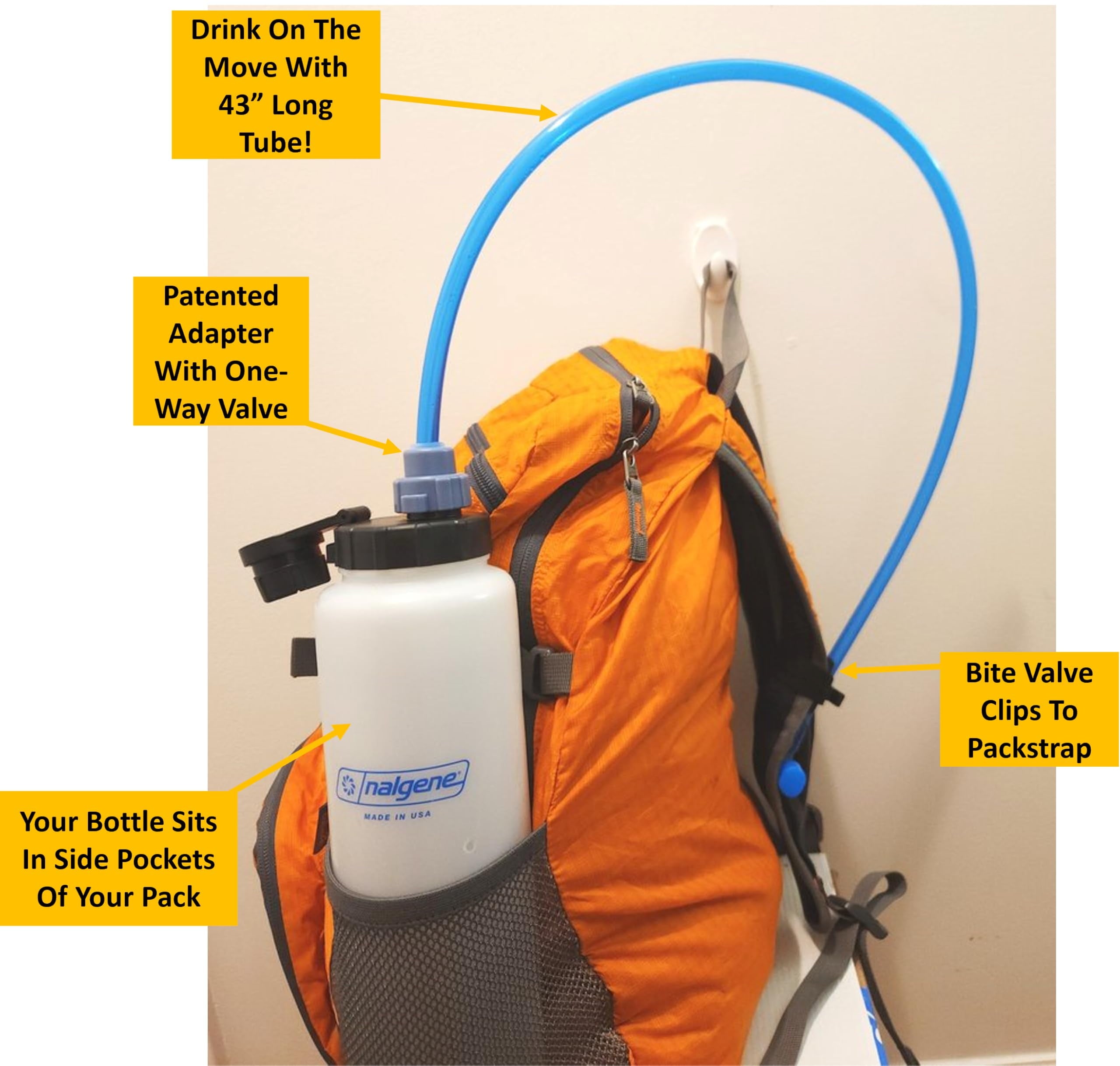 Universal Hydration Adapter for Nalgene Smartwater Bottles 28mm Wide Mouth, Flip Top Spout Lid with Loop, Hiking Running Cycling Accessory, Blue - 8X0J