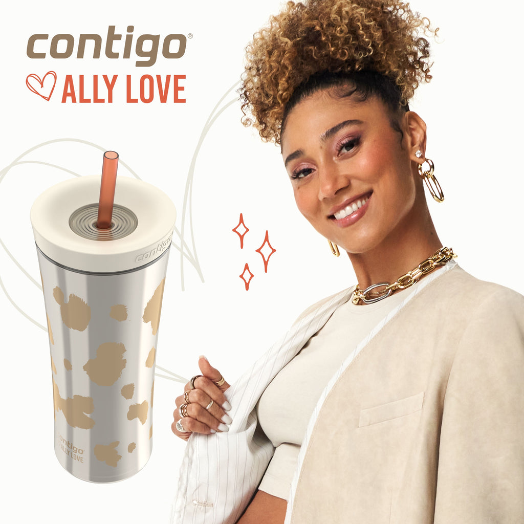 Contigo 20oz Shake &amp; Go Tumbler, Plastic with Straw, Oatmilk Cowhide Couture - LAQ0