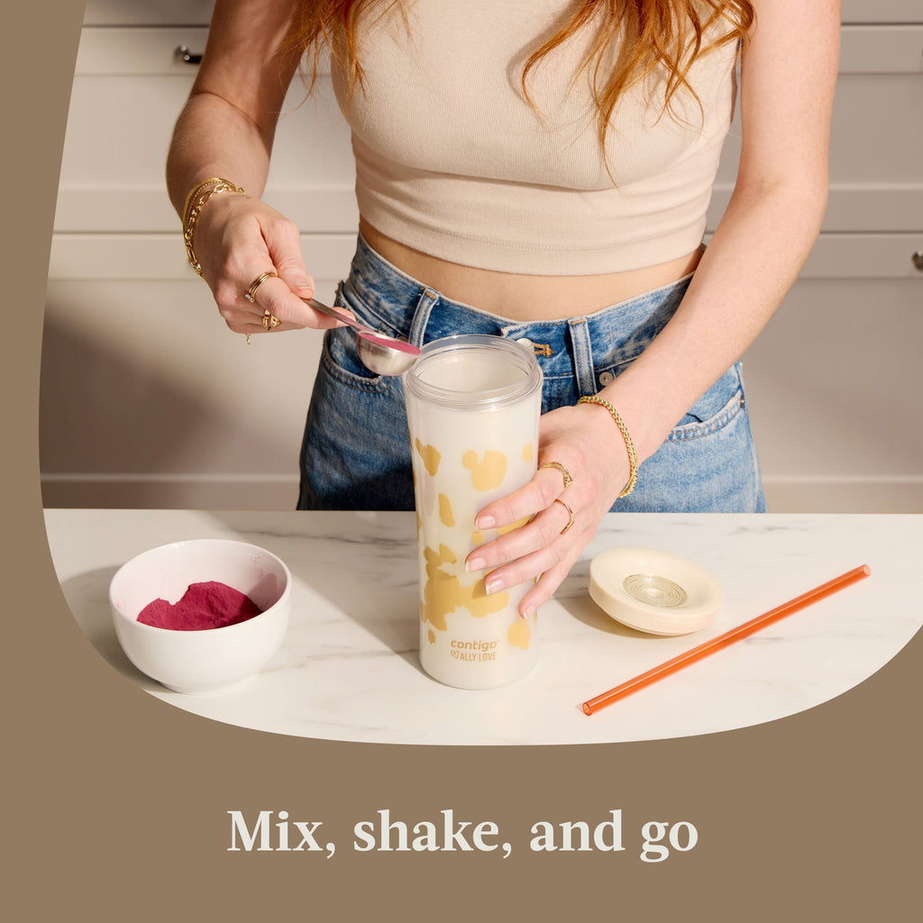 Contigo 20oz Shake &amp; Go Tumbler, Plastic with Straw, Oatmilk Cowhide Couture - LAQ0
