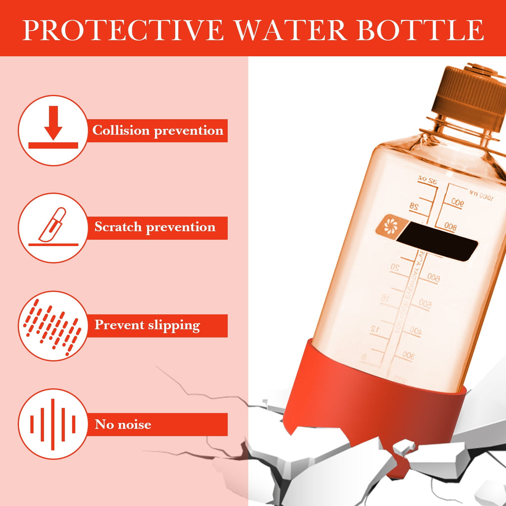 Linkidea 2 Pack Water Bottle Boot Compatible with Nalgene Sustain Wide Mouth 32oz/48oz, Narrow Mouth 32oz, Silicone Anti-Slip Bottle Bottom Bumper Protector (Red) - G52Z
