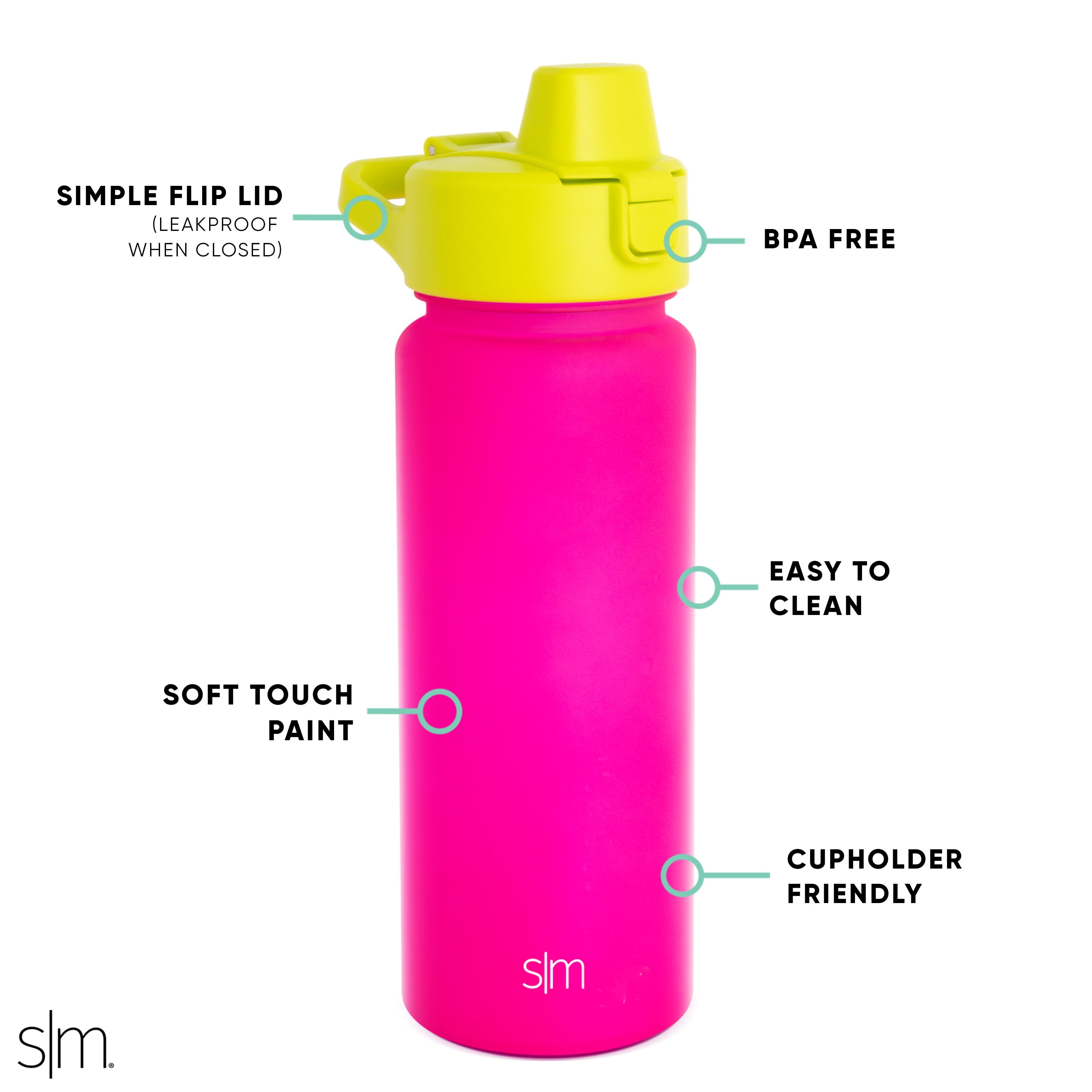 Simple Modern 22 fl oz Reusable Tritan Summit Water Bottle with Silicone Straw Lid|Raspberry Chartreuse - YWS5