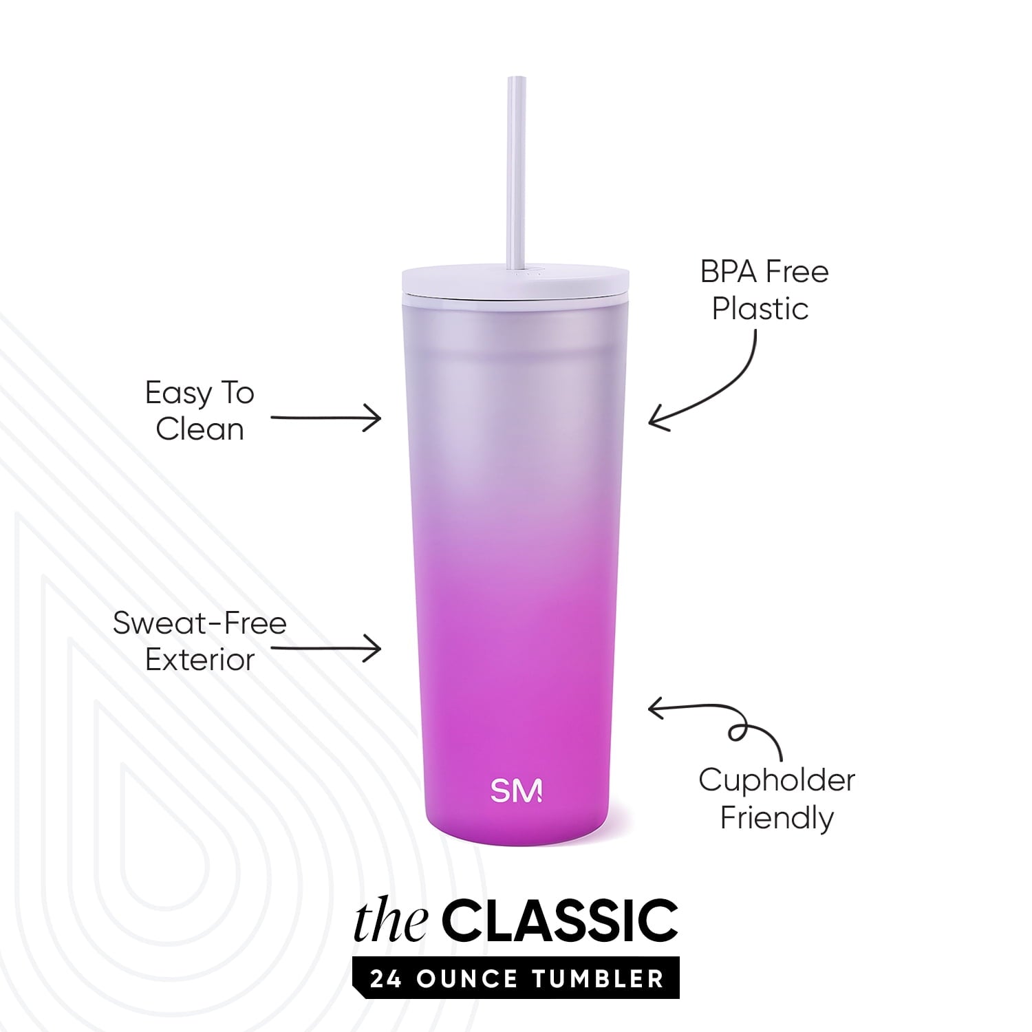 Simple Modern 24 fl oz Double Wall Plastic Classic Tumbler with Straw|Opalescent - ZC3A