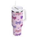 30 oz Insulated Stainless Steel Tumbler Double Wall Stainless Steel Tumbler with 2-Way Drinking Bows and Heart Pattern - P0Q8