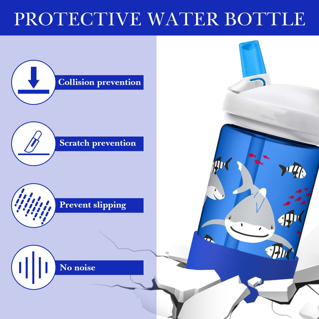 Linkidea 2 Pack Water Bottle Boot Compatible with CamelBak Eddy+20oz/25oz, Chute Mag 20oz/25oz, Carry Cap, Silicone Anti-Slip Bottle Bottom Bumper Protector (Navy Blue) - D8WB