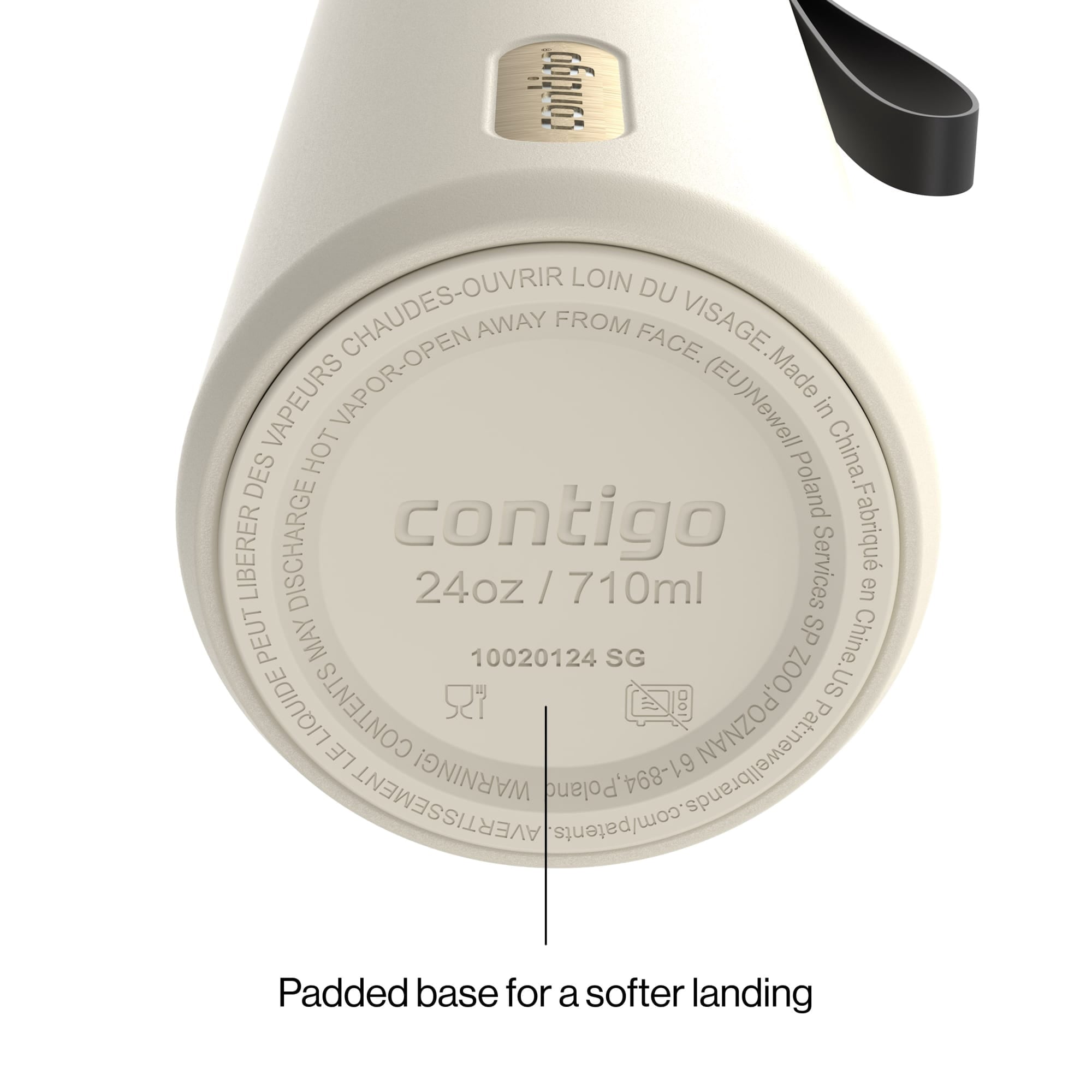 Contigo DualSip Leakproof Stainless Steel Reusable Water Bottle Tumbler with Carrying Strap, Cream/Champagne, 24 oz - T353
