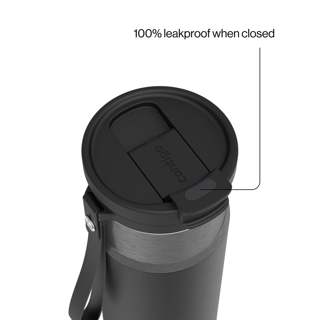 Contigo DualSip Leakproof Stainless Steel Reusable Water Bottle Tumbler with Carrying Strap, Cream/Champagne, 24 oz - T353