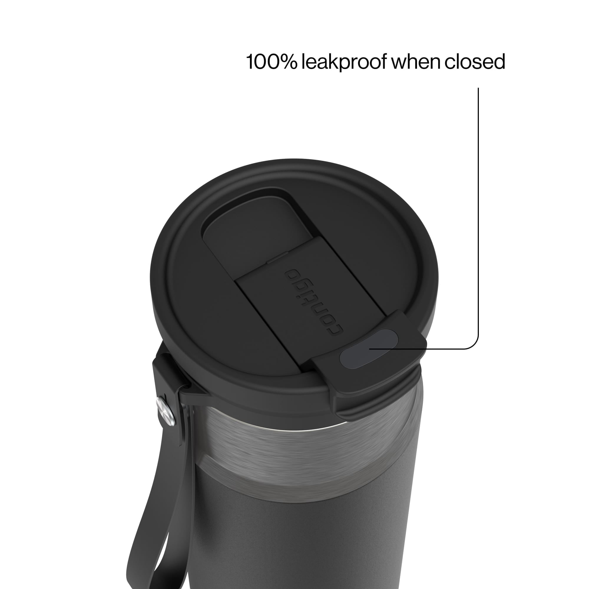 Contigo DualSip Leakproof Stainless Steel Reusable Water Bottle Tumbler with Carrying Strap, Cream/Champagne, 24 oz - T353