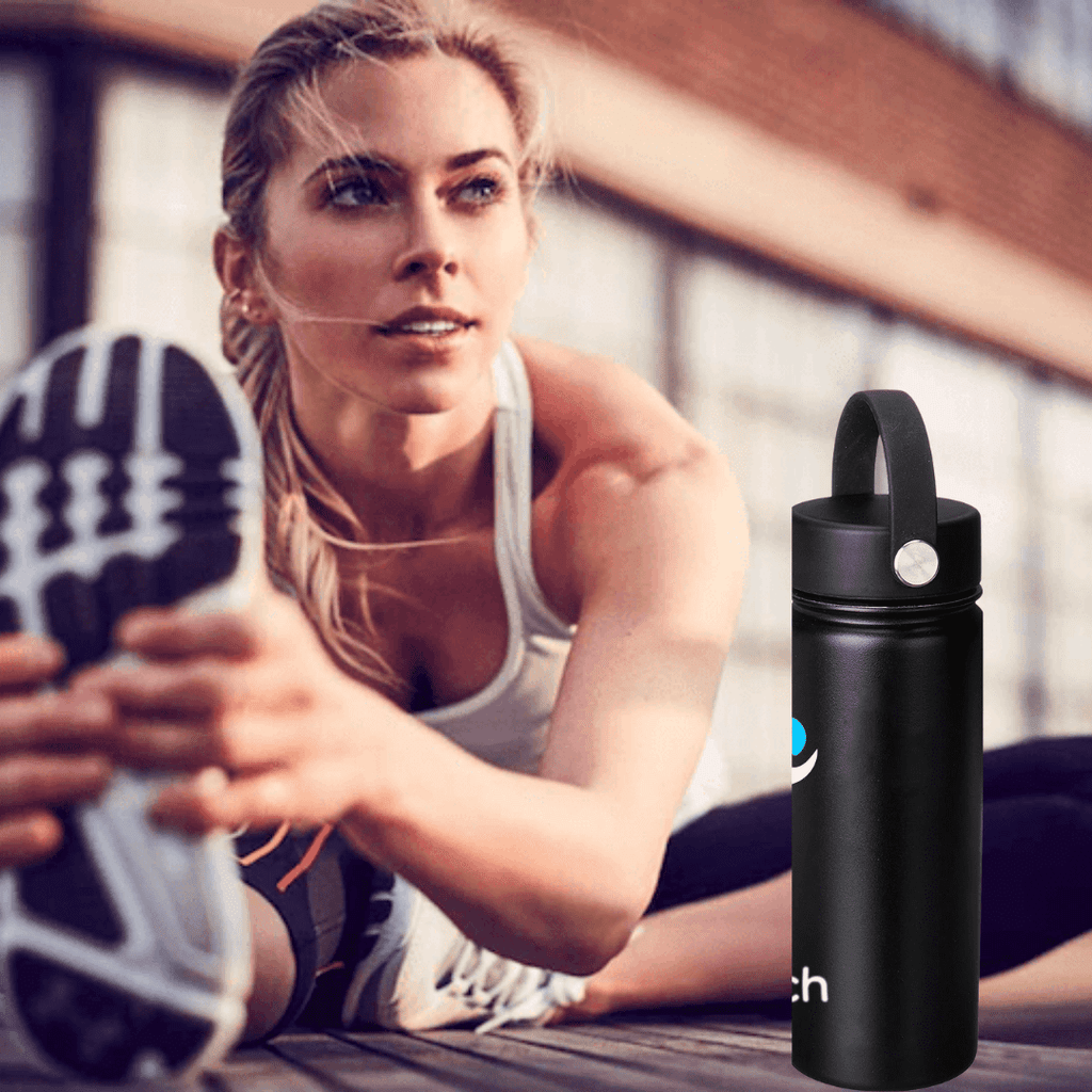 NuRich Sports Water Bottle - 18 Oz, Vacuum Insulated Stainless Steel, Modern Double Walled, Simple Thermo Modern Mug, Hydro Metal Canteen Flask Wide Mouth with Sweat Proof Design for Cold &amp; Hot Temp - BBLE