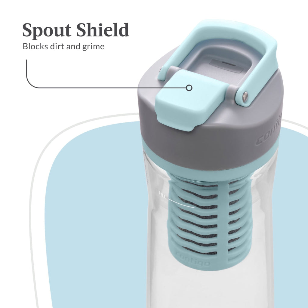 Contigo Clybourn Plastic FreeFlow Filter Water Bottle with AUTOSEAL Lid 24 oz., Salt, with Replacable Filter - WVX7