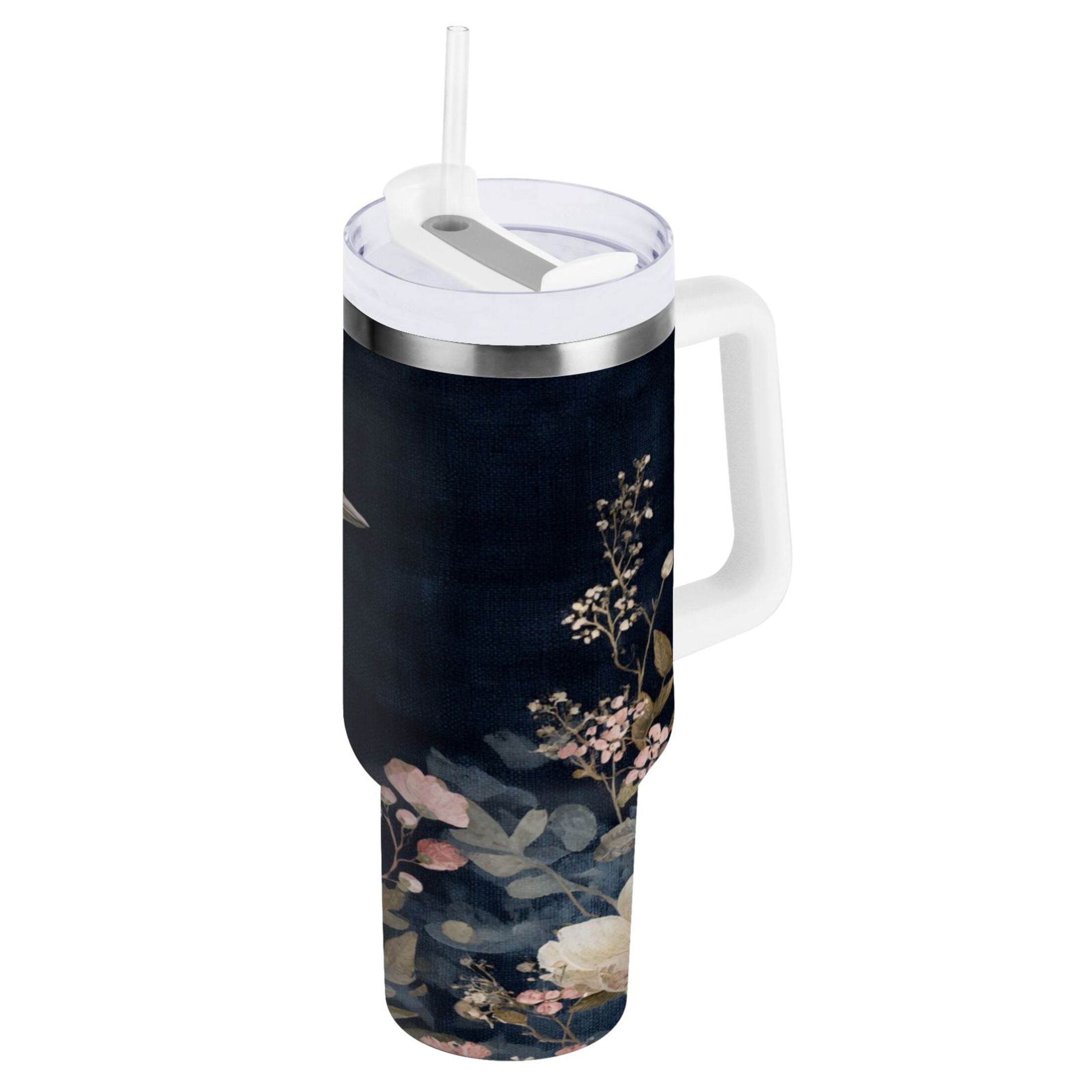 30 oz Insulated Stainless Steel Tumbler Double Wall Stainless Steel Tumbler with 2-Way Drinking Watercolor Vintage Blue Bird - CBXJ