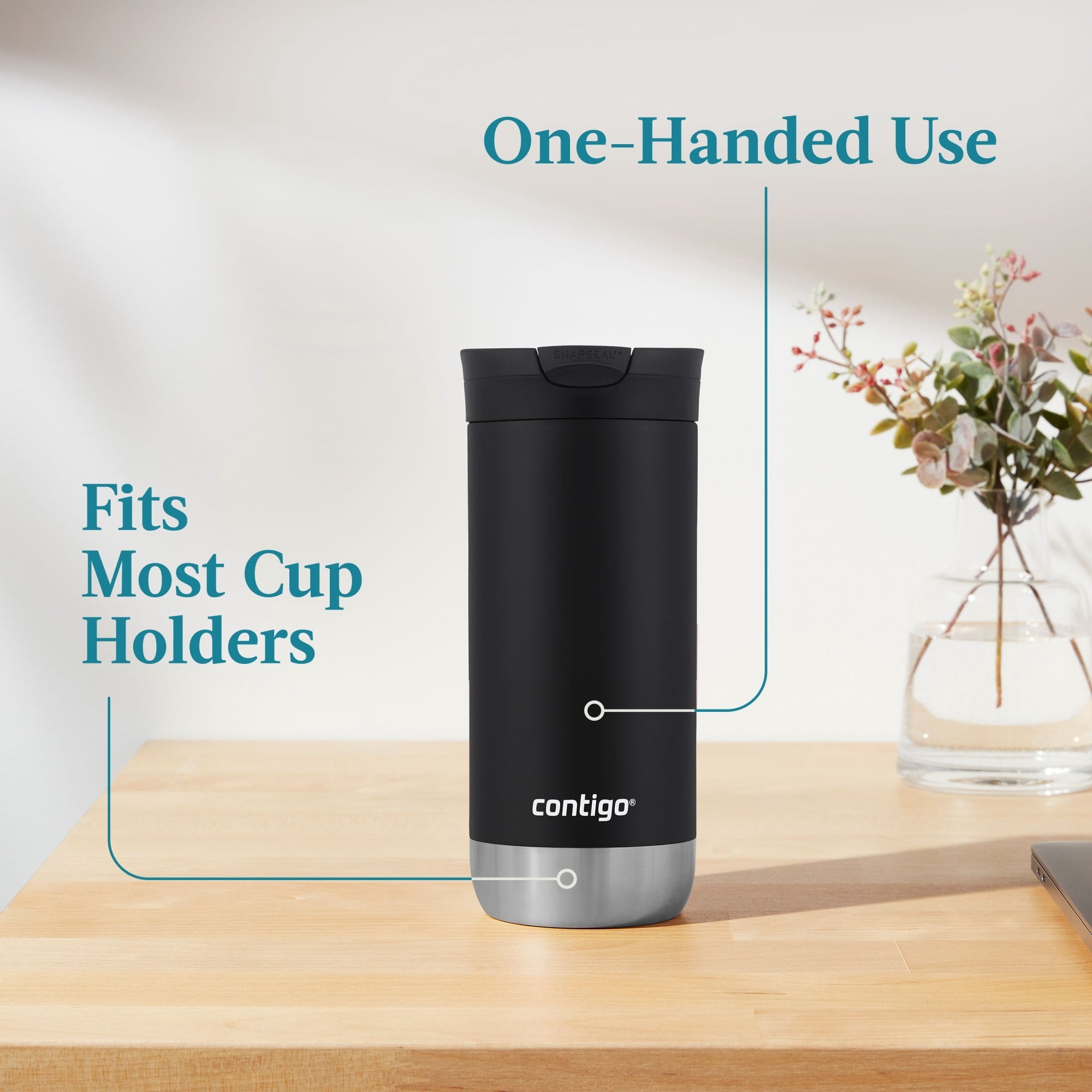Contigo 16 oz. Huron 2.0 SnapSeal Stainless Steel Travel Mug - Licorice - T9MM