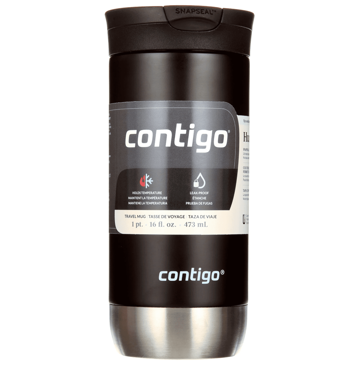 Contigo 16 oz. Huron 2.0 SnapSeal Stainless Steel Travel Mug - Licorice - T9MM