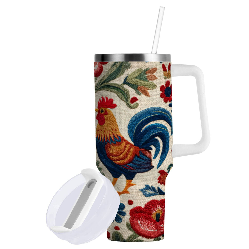 40 oz Insulated Stainless Steel Tumbler Double Wall Stainless Steel Tumbler with 2-Way Drinking Male and Female Chickens - R65R