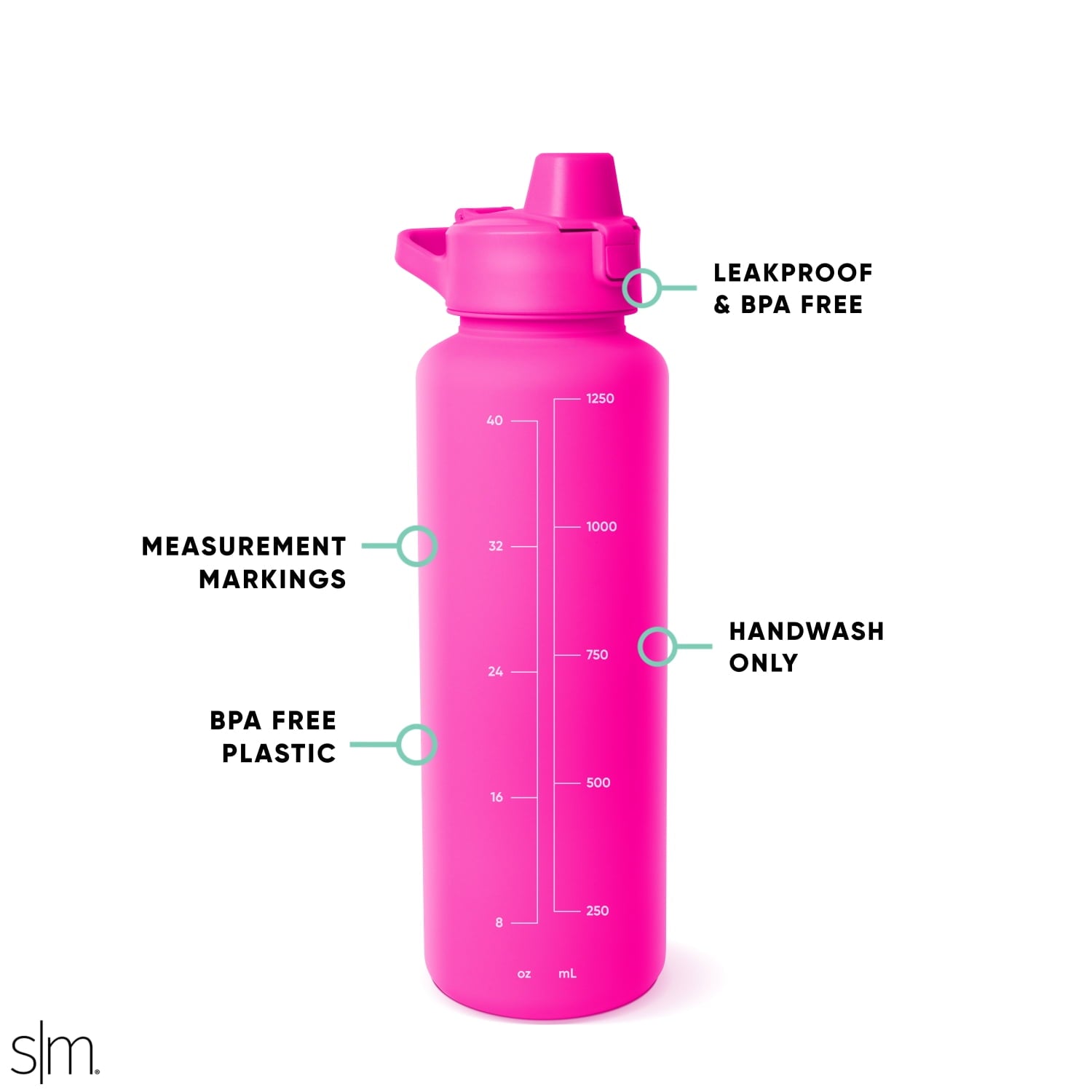 Simple Modern 48 fl oz Reusable Tritan Summit Water Bottle with Silicone Straw Lid|Raspberry Vibes - 9YEQ