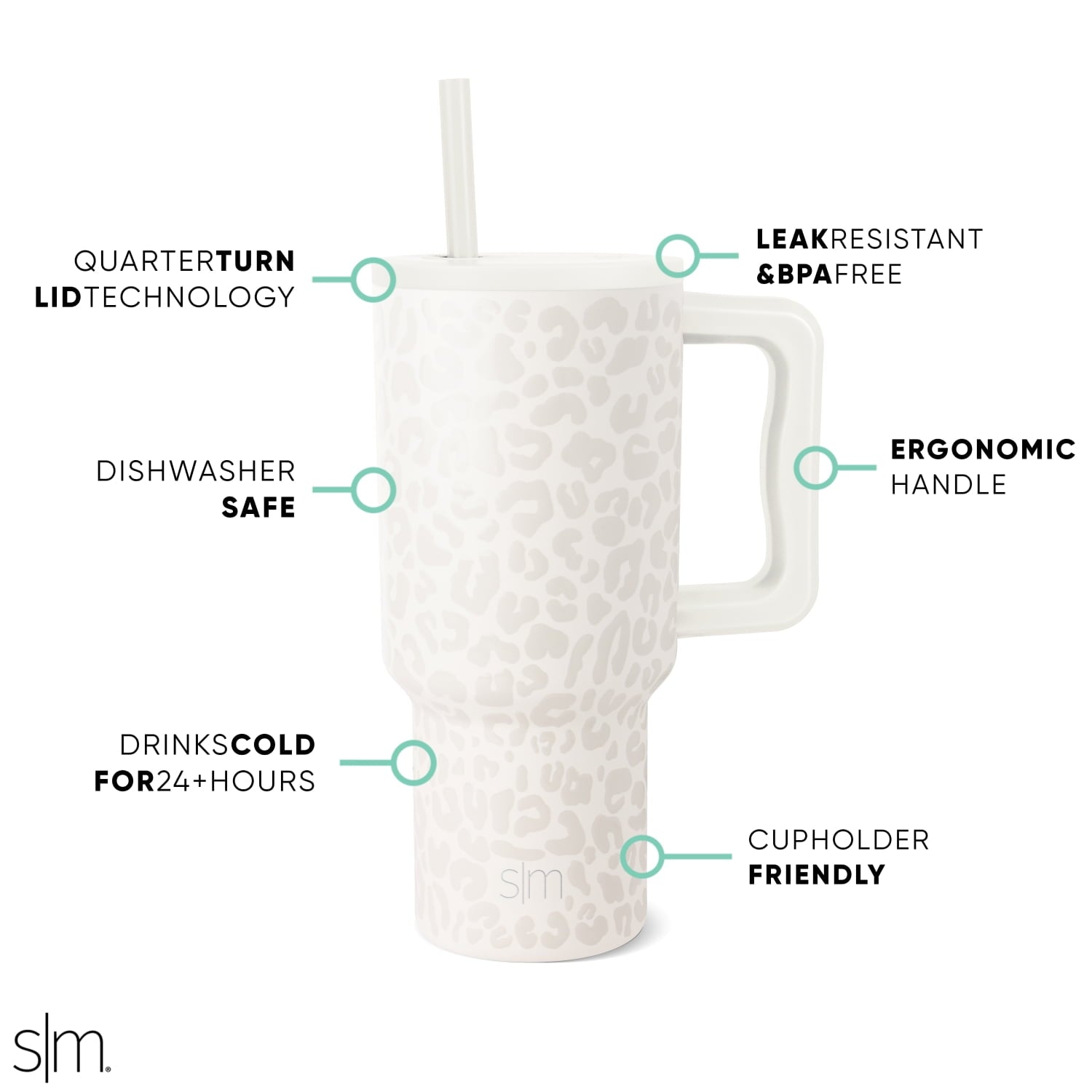 Simple Modern 30 fl oz Insulated Stainless Steel Trek Tumbler with Straw Lid | Cream Leopard - GV15