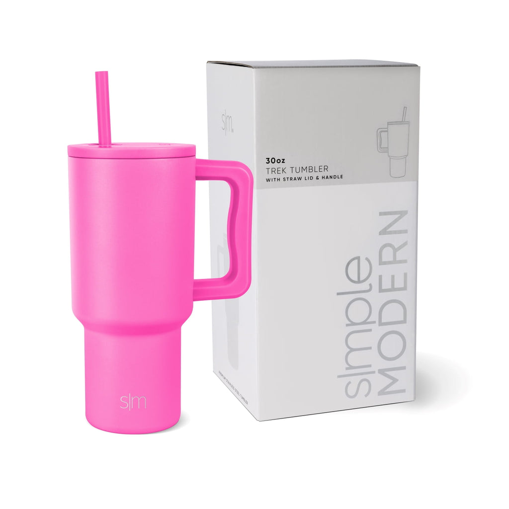 Simple Modern 30 fl oz Insulated Stainless Steel Trek Tumbler with Straw Lid | Cream Leopard - GV15