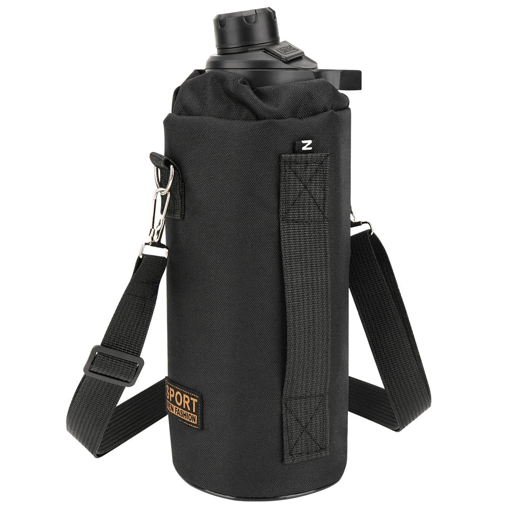 Linkidea Sports Water Bottle Carrier with Strap Compatible with Nalgene Sustain Tritan 48oz, CamelBak Chute Mag 50oz, Thick Waterbottle Cooler Bag Holder Shoulder Strap, Black - MEM8