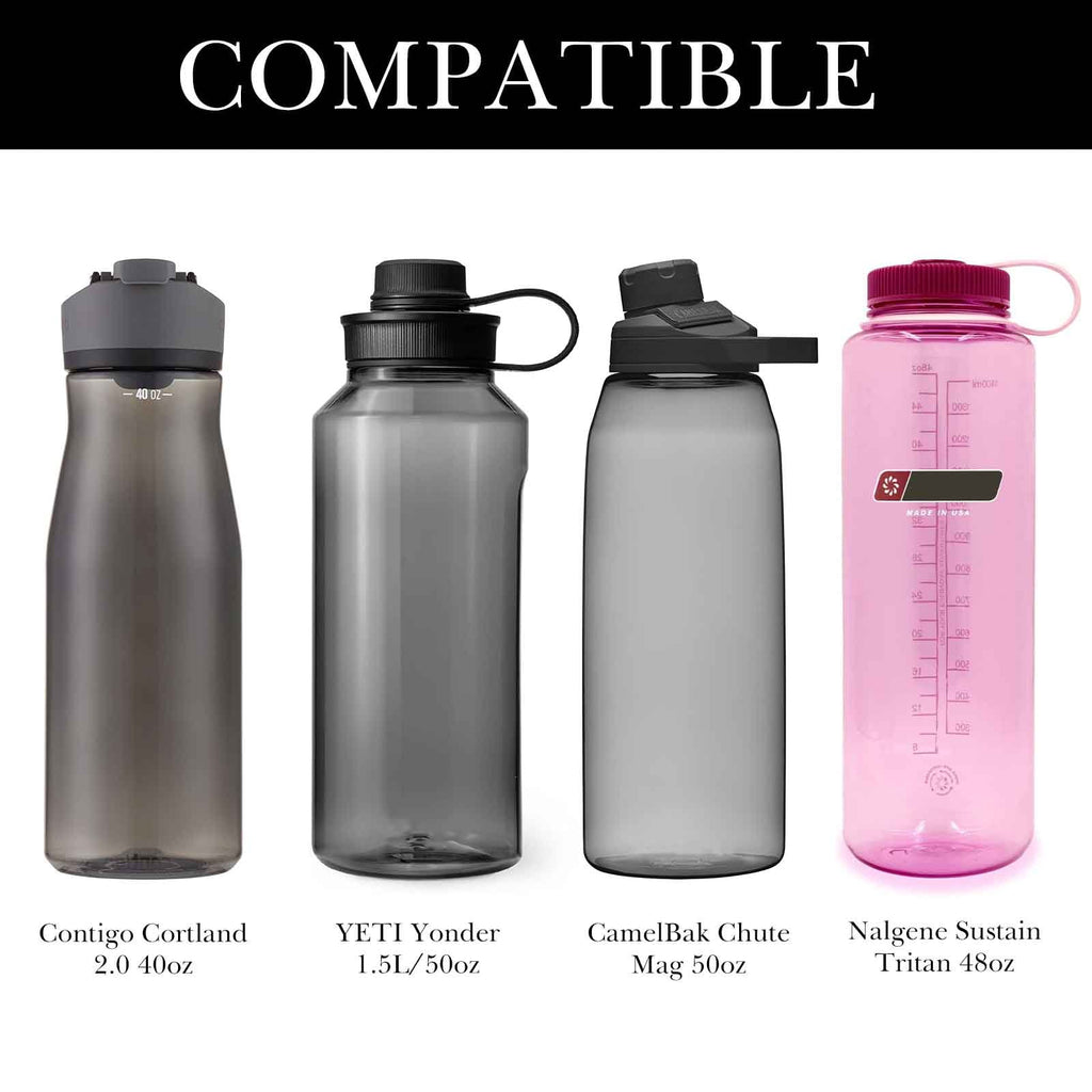 Linkidea Sports Water Bottle Carrier with Strap Compatible with Nalgene Sustain Tritan 48oz, CamelBak Chute Mag 50oz, Thick Waterbottle Cooler Bag Holder Shoulder Strap, Black - MEM8