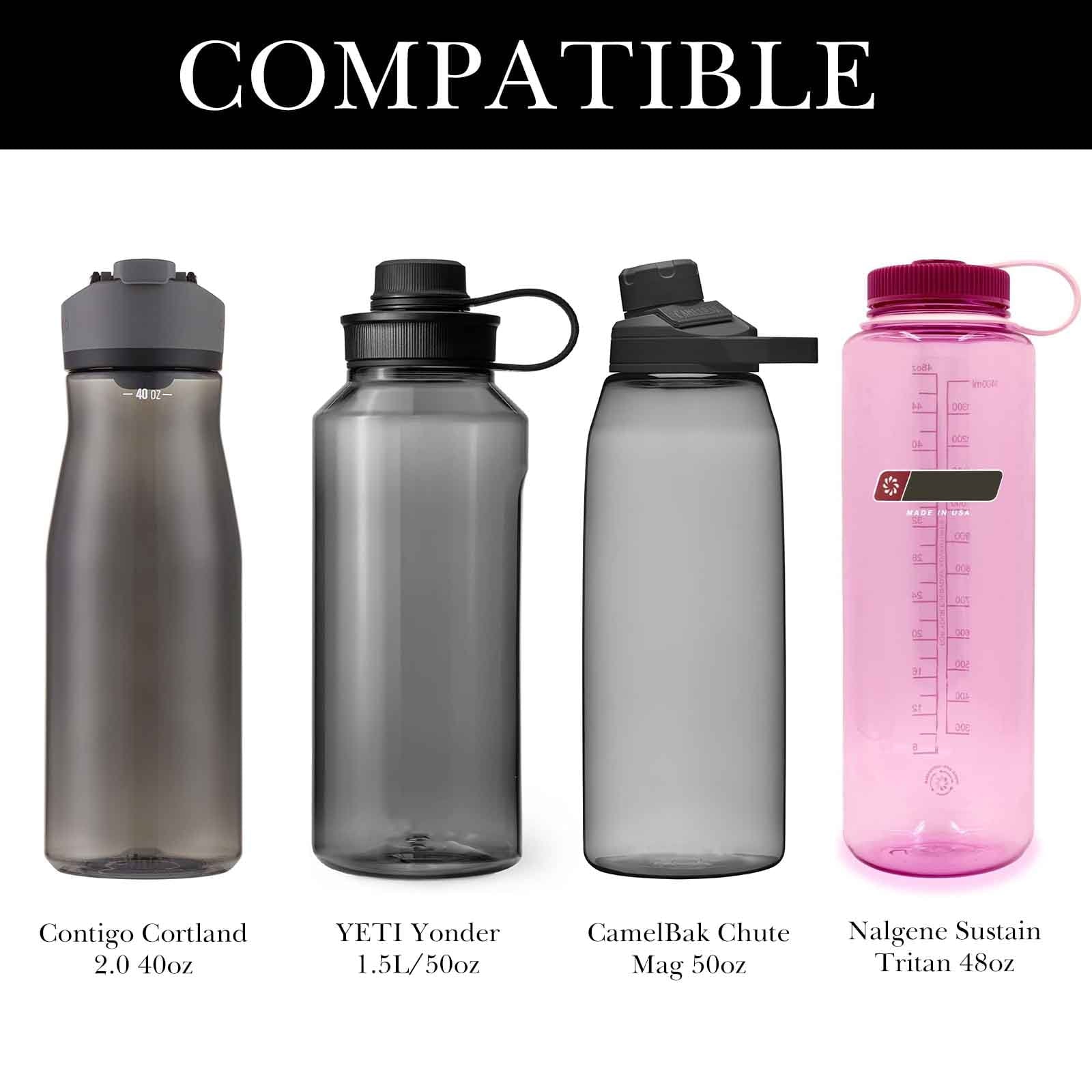 Linkidea Sports Water Bottle Carrier with Strap Compatible with Nalgene Sustain Tritan 48oz, CamelBak Chute Mag 50oz, Thick Waterbottle Cooler Bag Holder Shoulder Strap, Black - MEM8