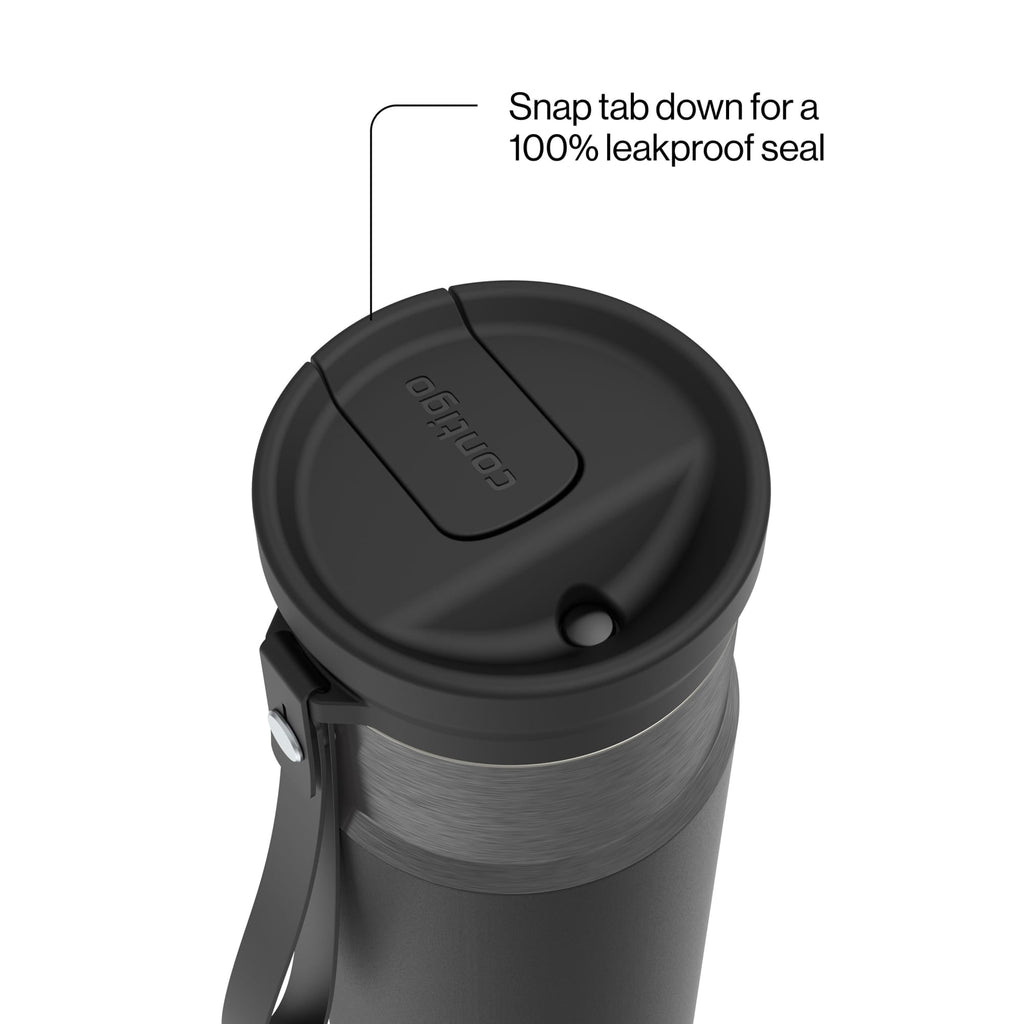 Contigo SnapSeal Leakproof Stainless Steel Reusable Water Bottle with Carrying Strap, Dark Blue/Bronze, 24 oz - 2NSK