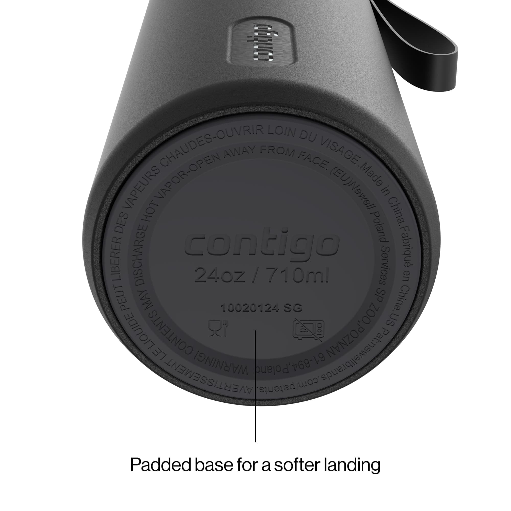 Contigo SnapSeal Leakproof Stainless Steel Reusable Water Bottle with Carrying Strap, Dark Blue/Bronze, 24 oz - 2NSK