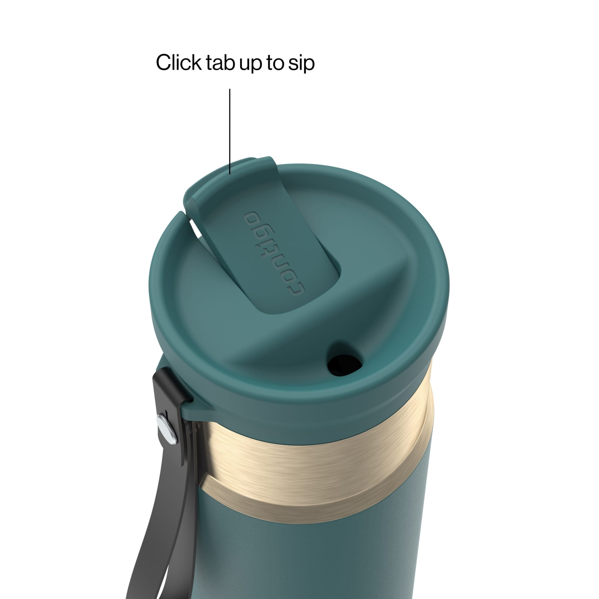 Contigo SnapSeal Leakproof Stainless Steel Reusable Water Bottle with Carrying Strap, Dark Blue/Bronze, 24 oz - 2NSK