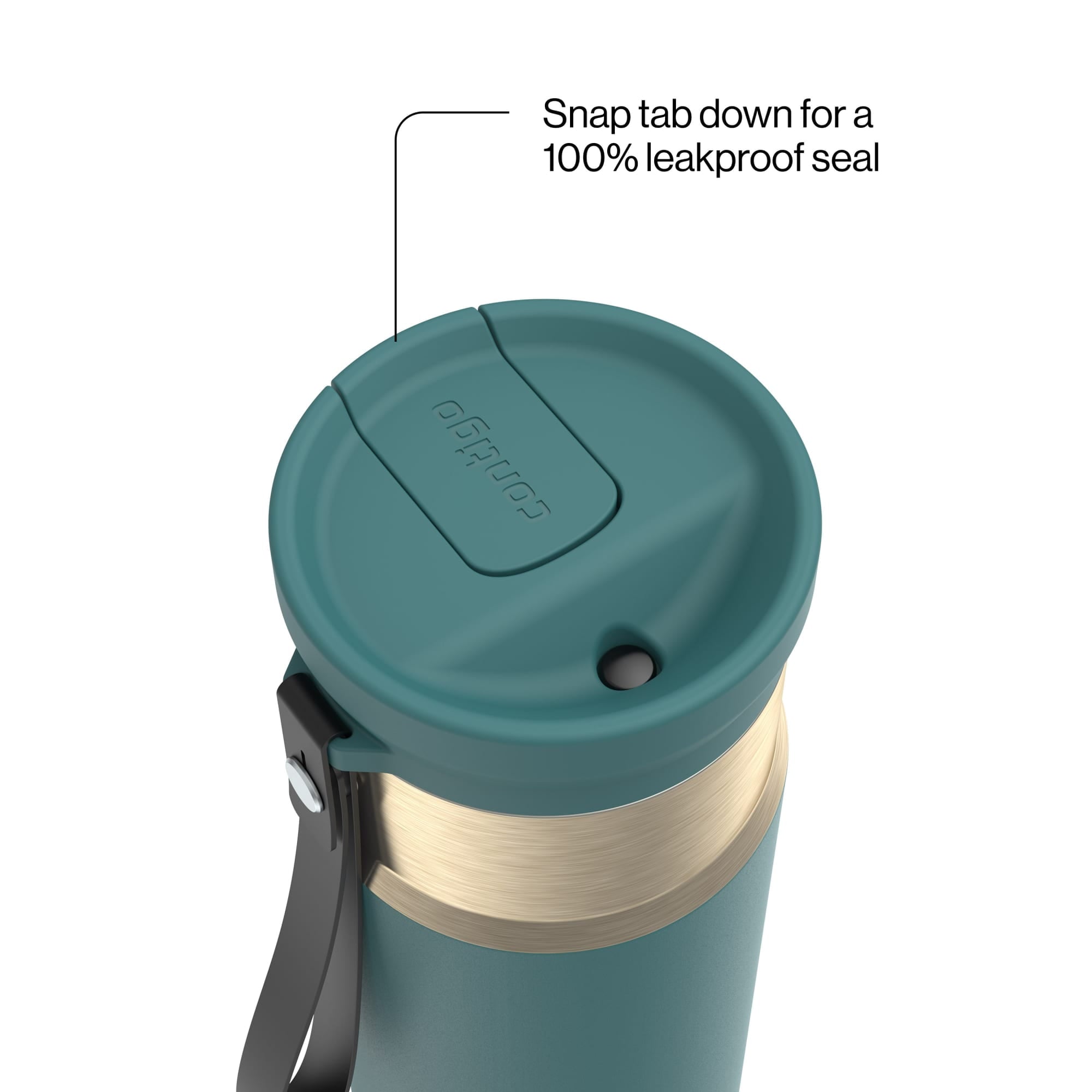 Contigo SnapSeal Leakproof Stainless Steel Reusable Water Bottle with Carrying Strap, Dark Blue/Bronze, 24 oz - 2NSK