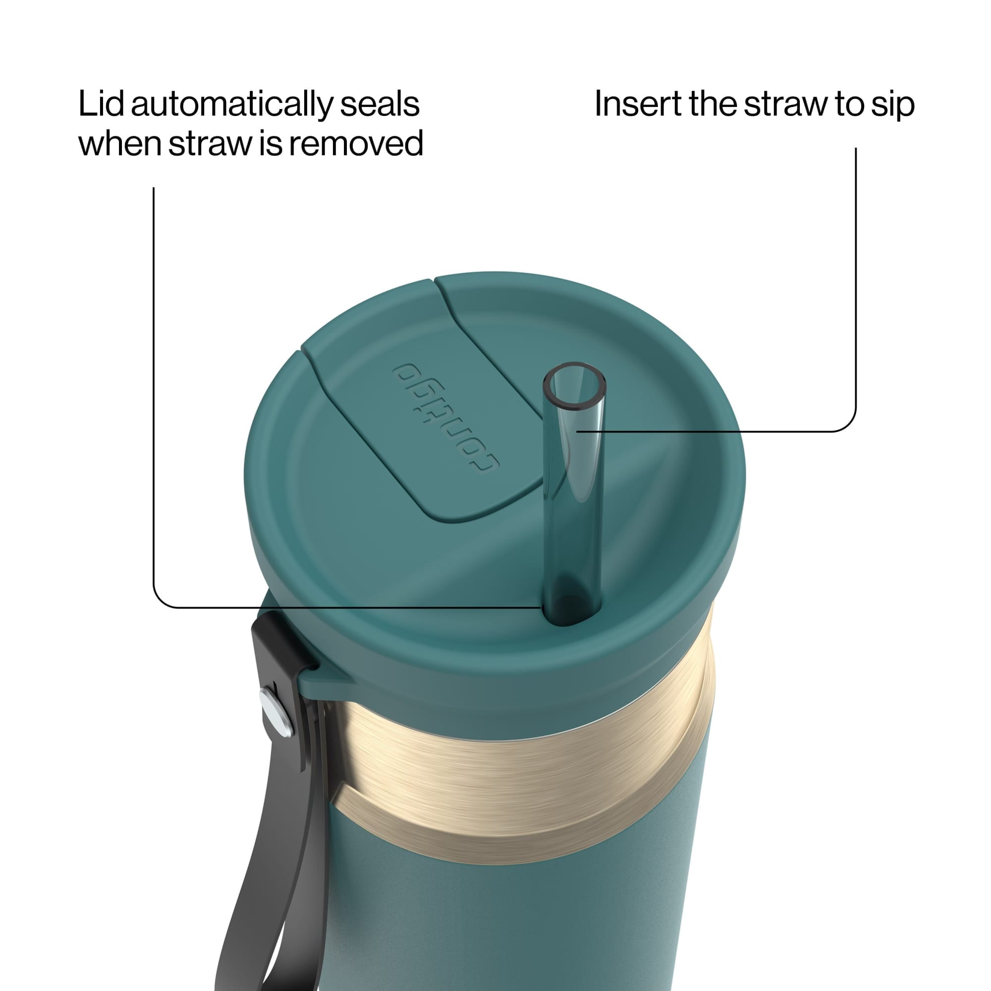 Contigo SnapSeal Leakproof Stainless Steel Reusable Water Bottle with Carrying Strap, Dark Blue/Bronze, 24 oz - 2NSK