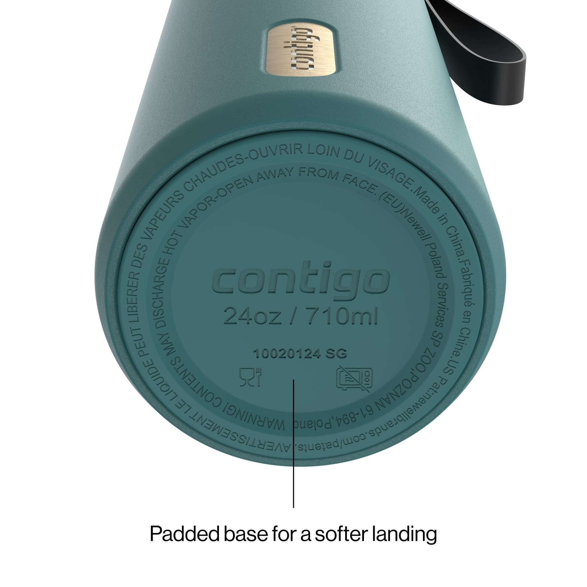 Contigo SnapSeal Leakproof Stainless Steel Reusable Water Bottle with Carrying Strap, Dark Blue/Bronze, 24 oz - 2NSK