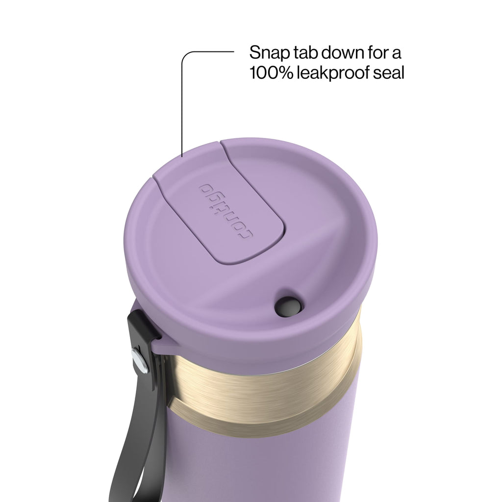 Contigo SnapSeal Leakproof Stainless Steel Reusable Water Bottle with Carrying Strap, Dark Blue/Bronze, 24 oz - 2NSK